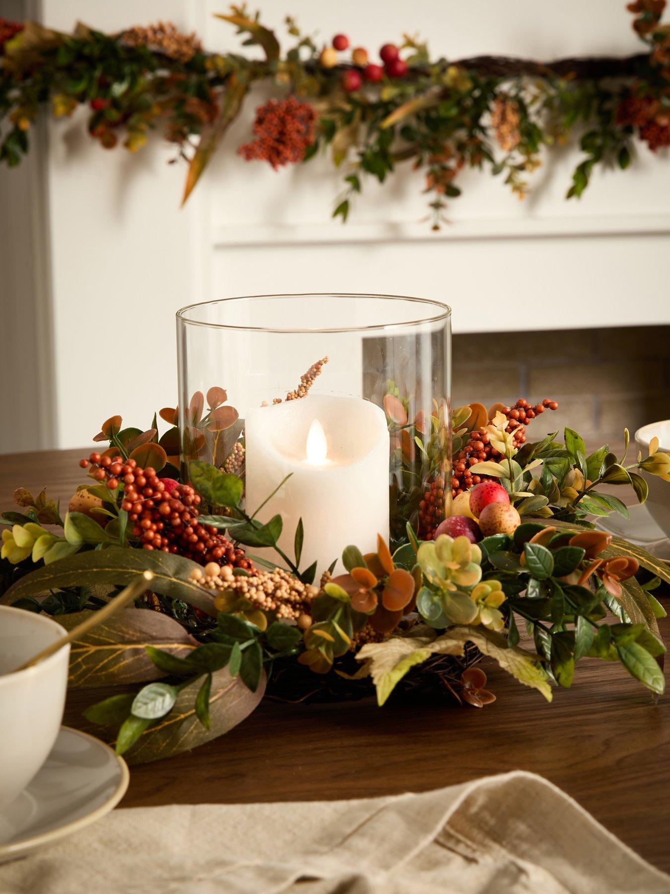 The Very Collection Autumn Rose Hip And Berry Hurricane Lamp