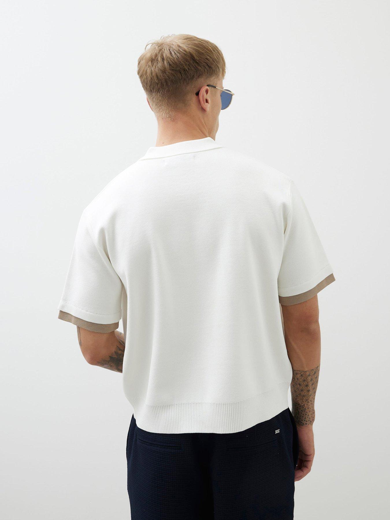 river-island-short-sleeve-zip-through-knitted-polo-creamstillFront