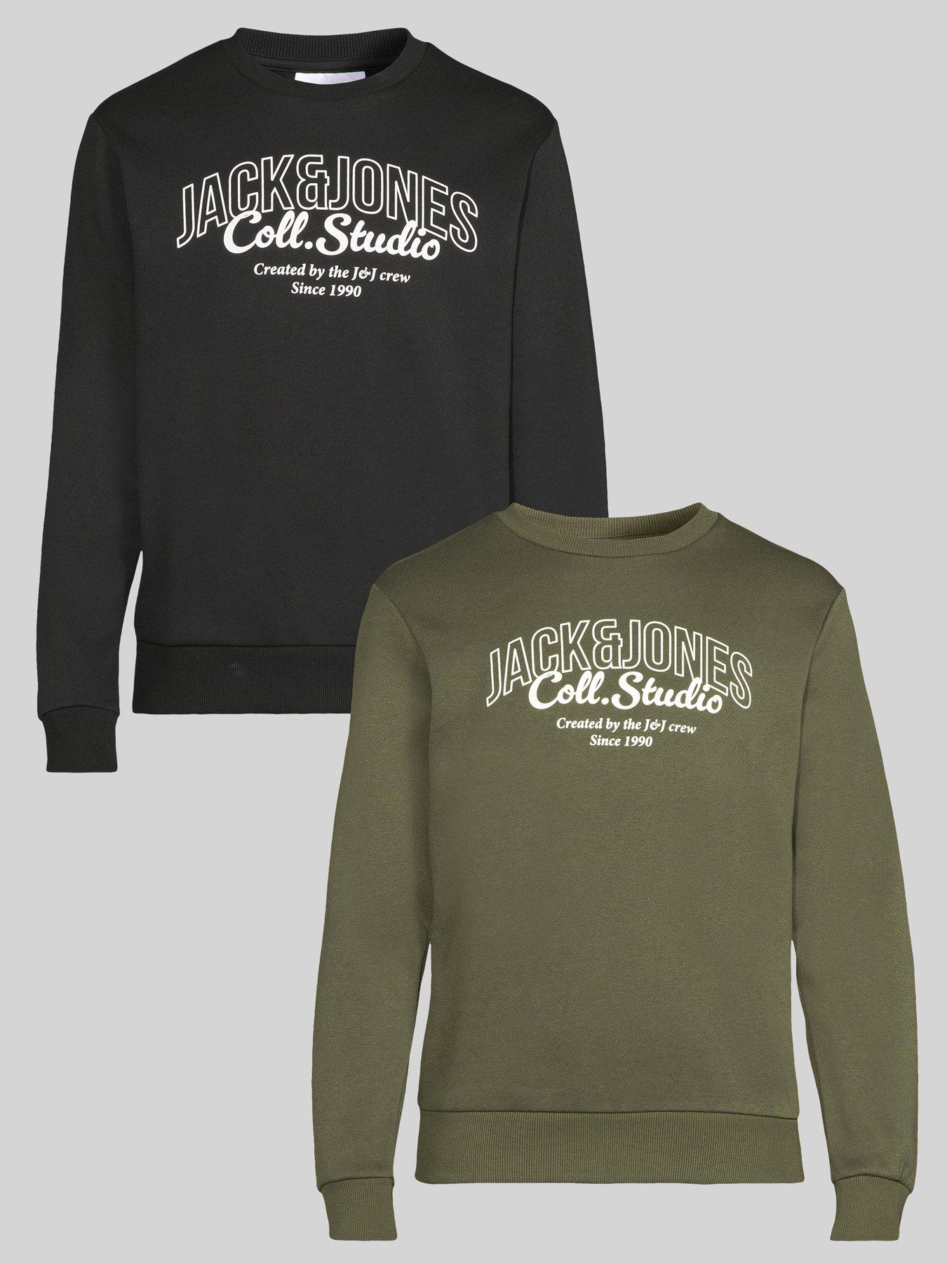 jack-jones-2-pack-makoto-crew-neck-sweat-top-blackfront