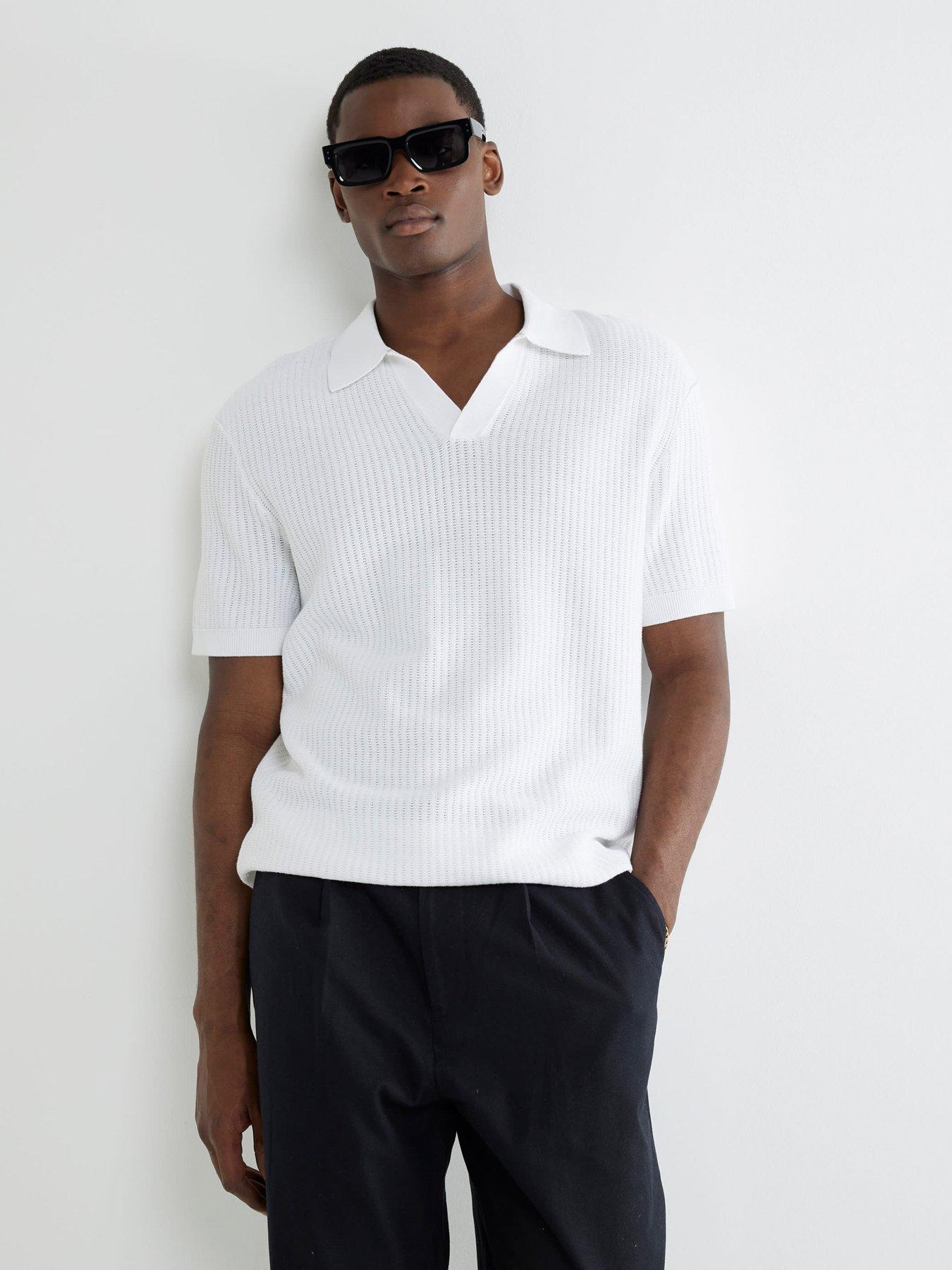 undefined River Island Short Sleeve Open Collar Knitted Polo