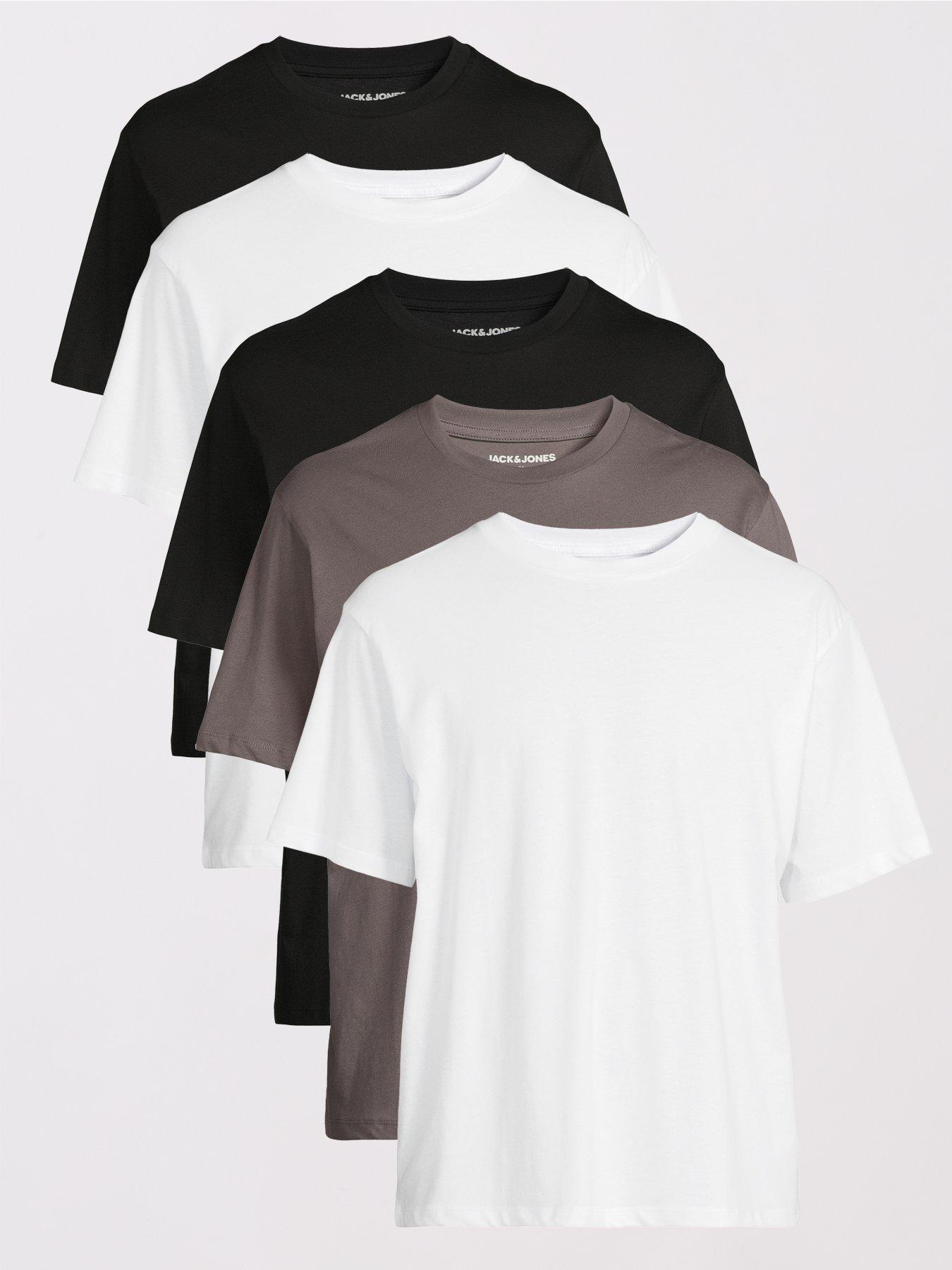 Jack & Jones 5 Pack Hugo Loose Fit Short Sleeve T-Shirt - Multi