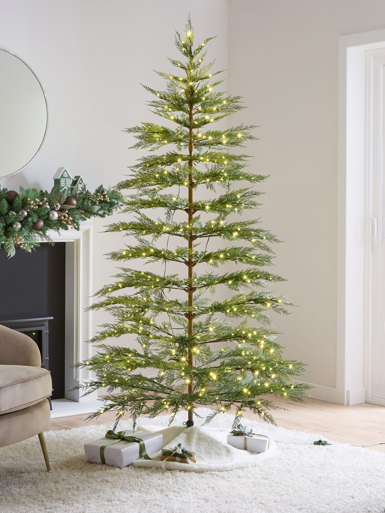 very-home-7ft-pre-lit-delicate-fern-christmas-tree-with-twinkling-lightsfront