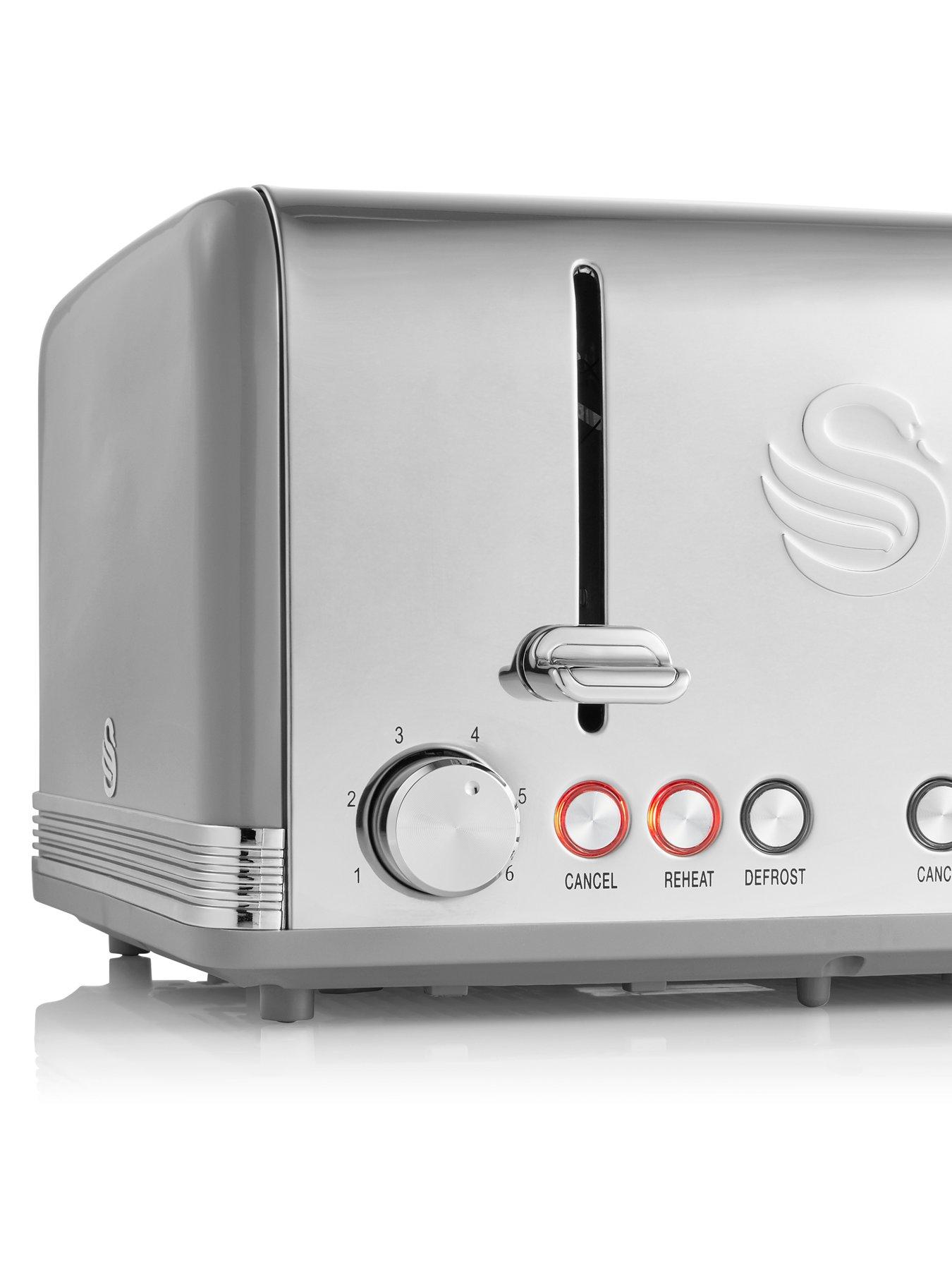 Image 3 of 5 of Swan EEJB184 Retro Style 4 Slice Toaster and Jug Kettle Set - Grey