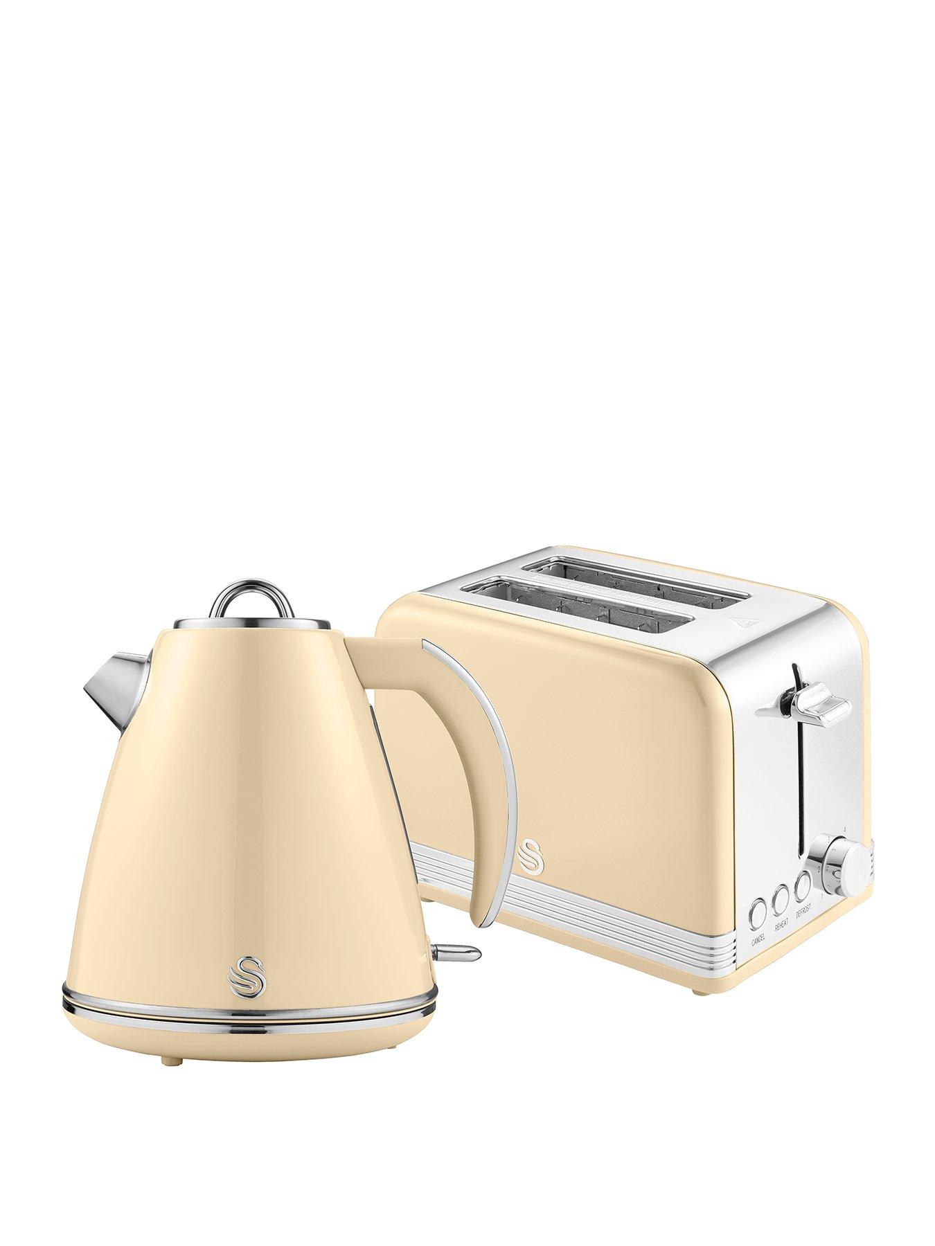 Image 1 of 5 of Swan EEJB295 Retro Style 2 Slice Toaster and Jug Kettle Set - Cream