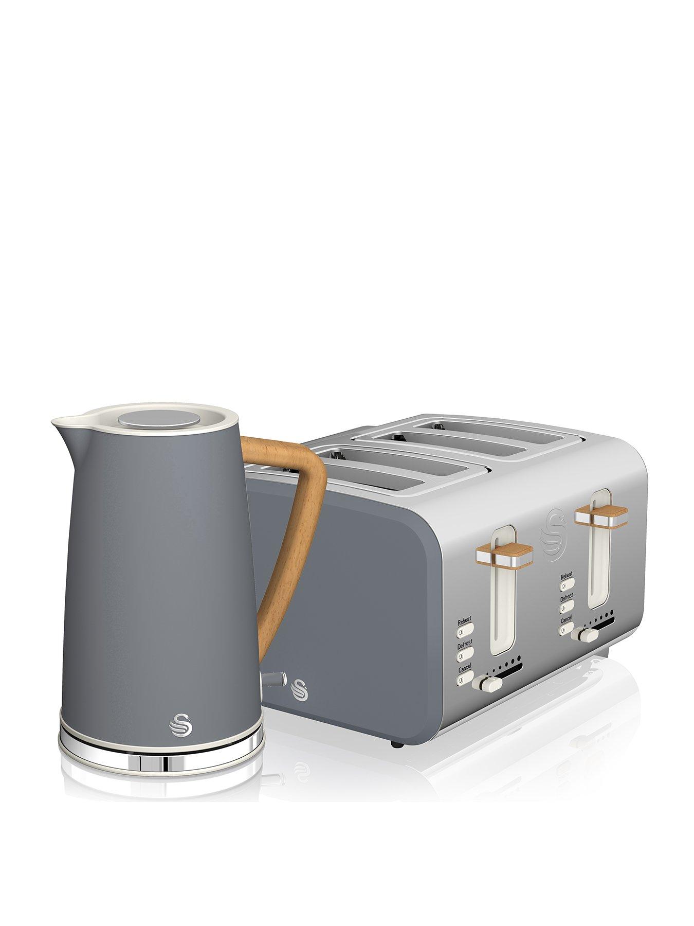 Image 1 of 5 of Swan EEJB152 Nordic 4 Slice Toaster and Kettle Set - Grey