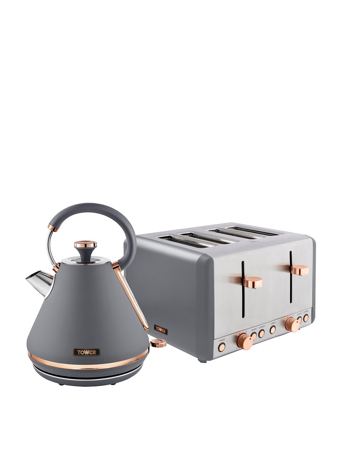Image of Tower EEJB227 Cavaletto Kettle and 4 Slice Toaster Set - Grey