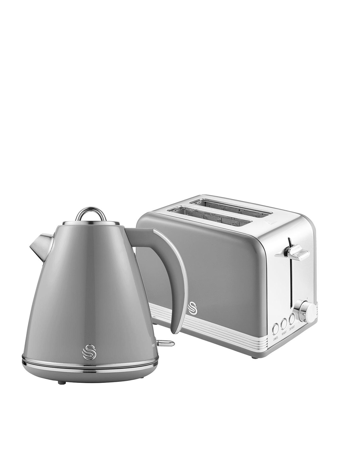 Swan EEJB294 Retro Style 2 Slice Toaster and Jug Kettle Set - Grey