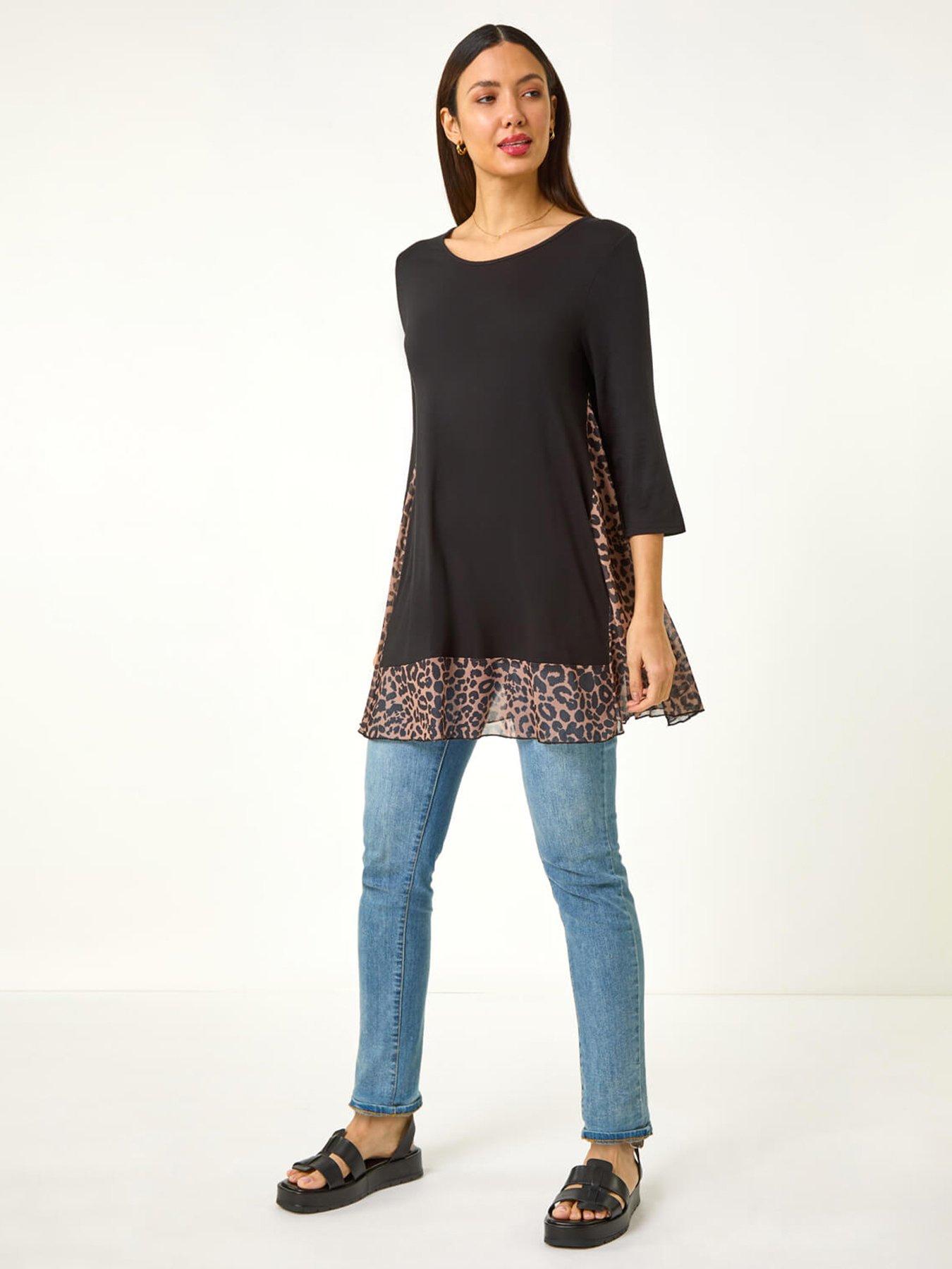 roman-animal-print-mesh-hem-tunic-naturalback