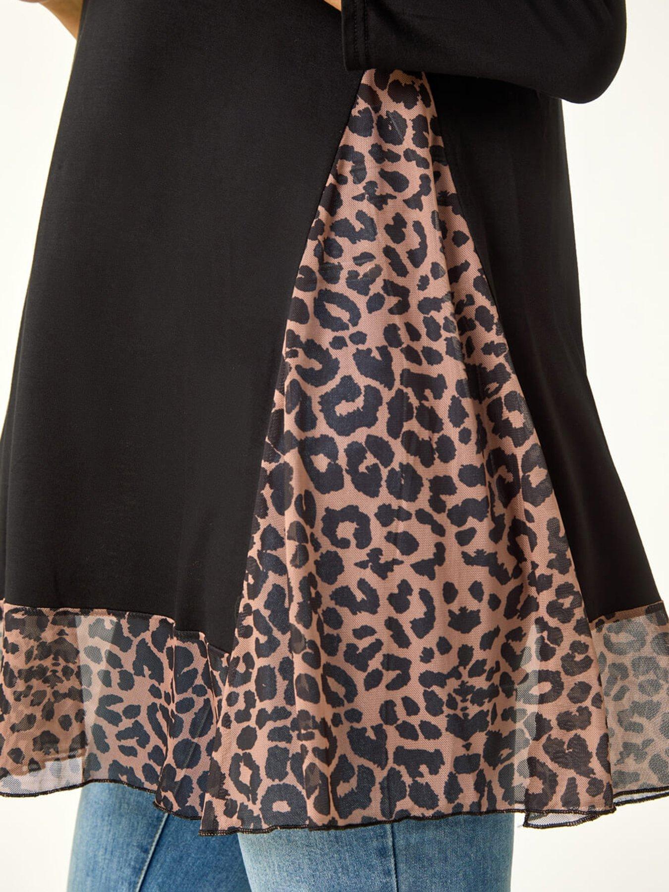 roman-animal-print-mesh-hem-tunic-naturaldetail