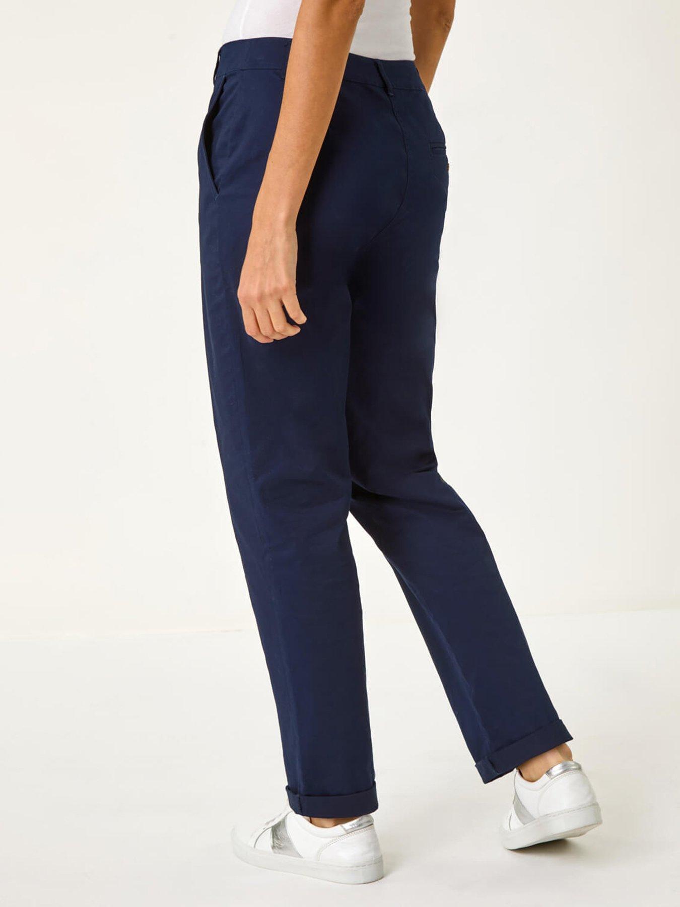 roman-plain-cotton-chino-trousers-navystillFront