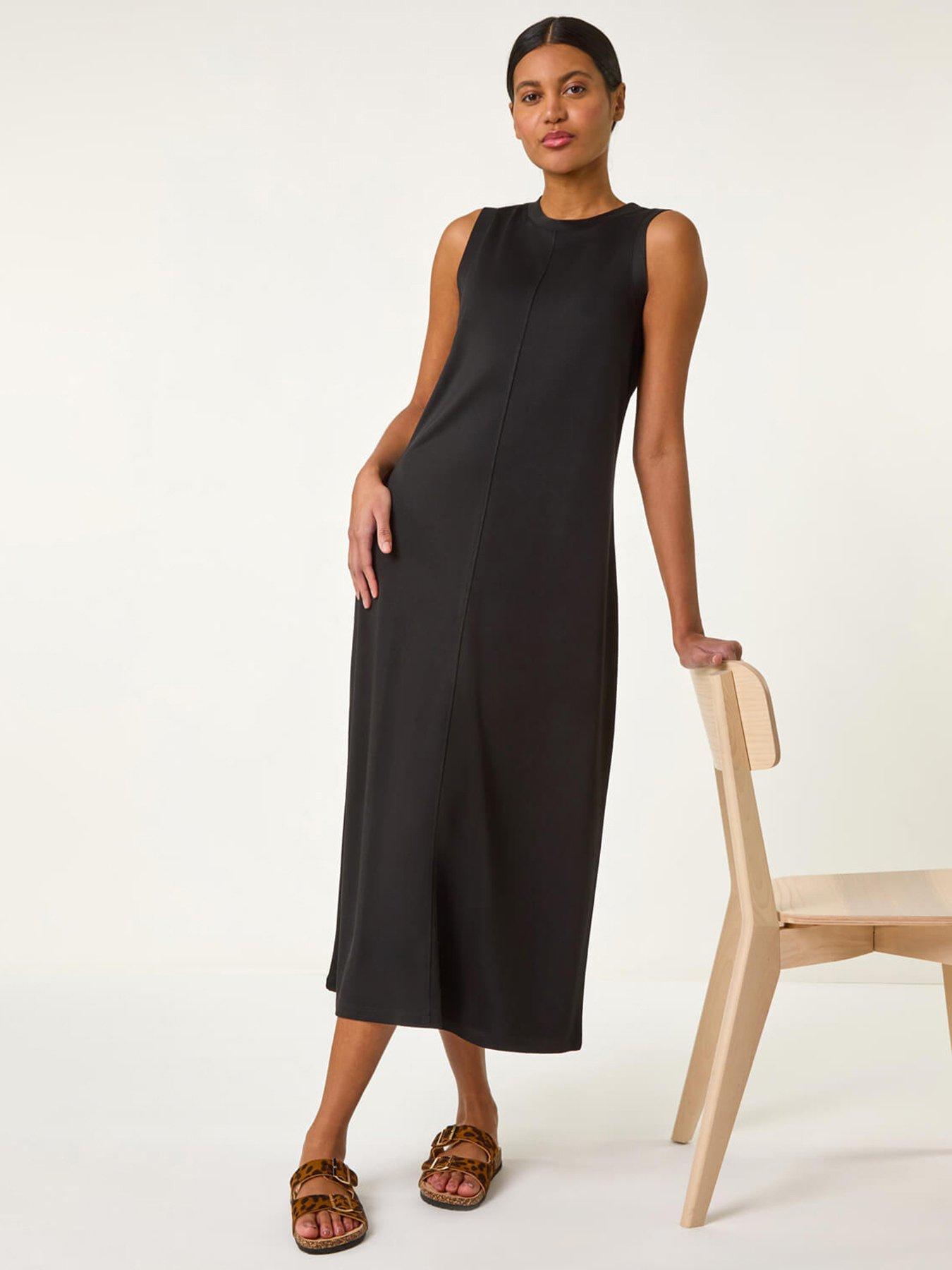 Roman Sandwash Stretch Midi Dress - Black