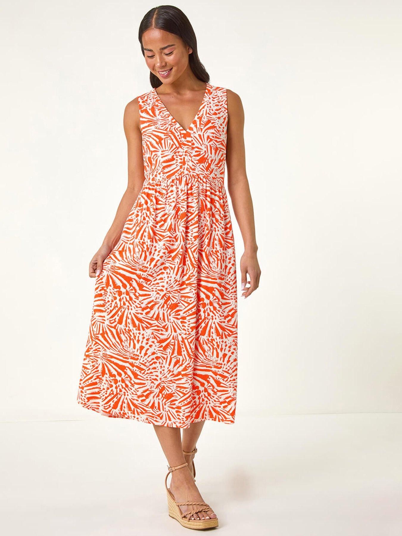Roman Petite Linen Mix Midi Dress - Pink