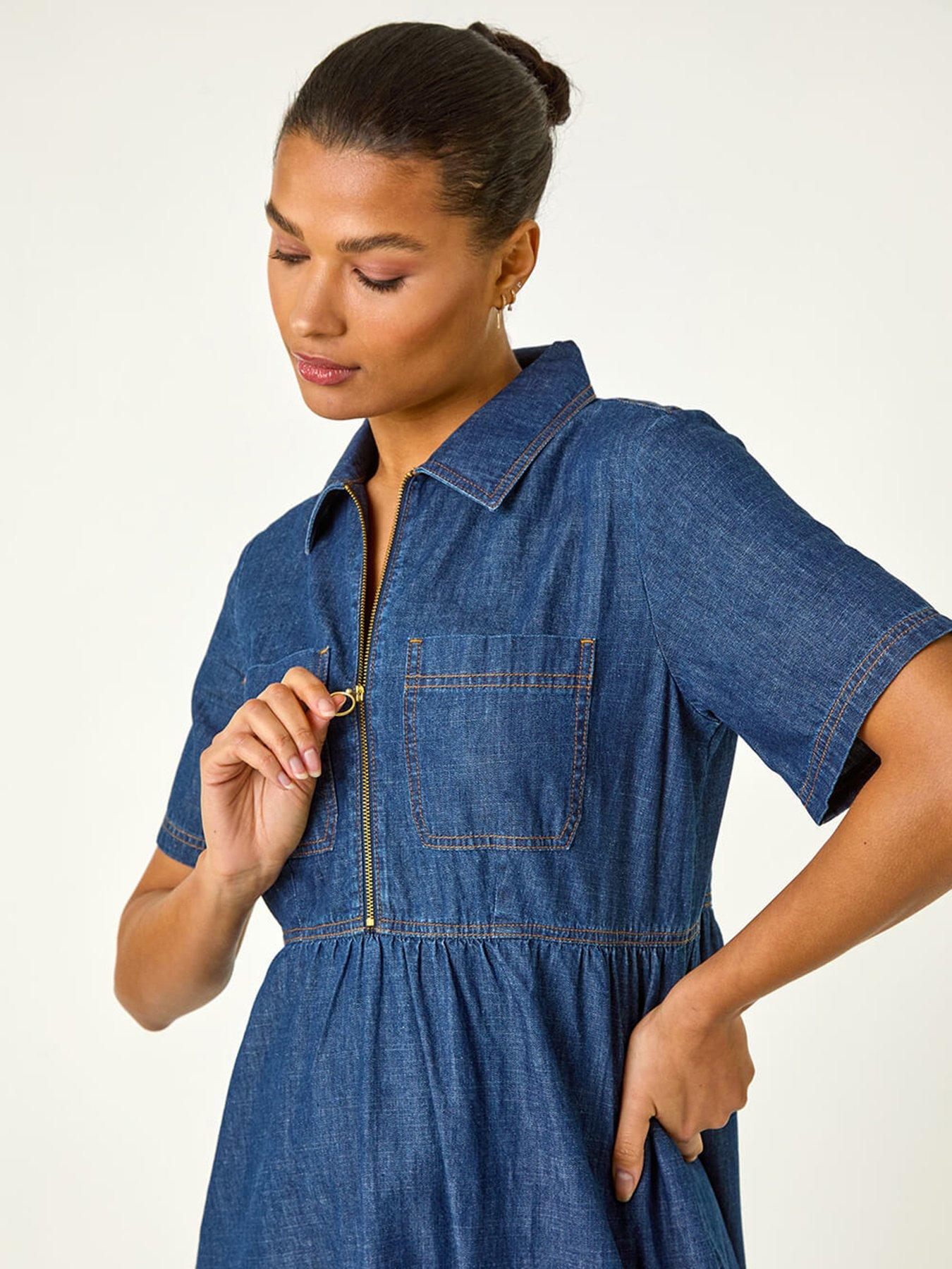 roman-denim-zip-midi-dress-blueoutfit