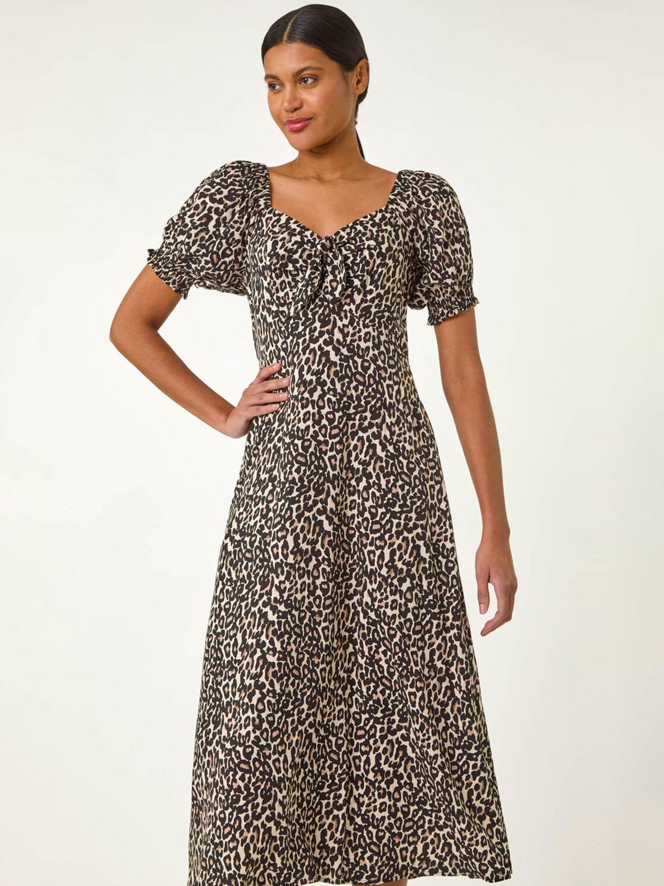 roman-animal-print-ruched-dress-blackback