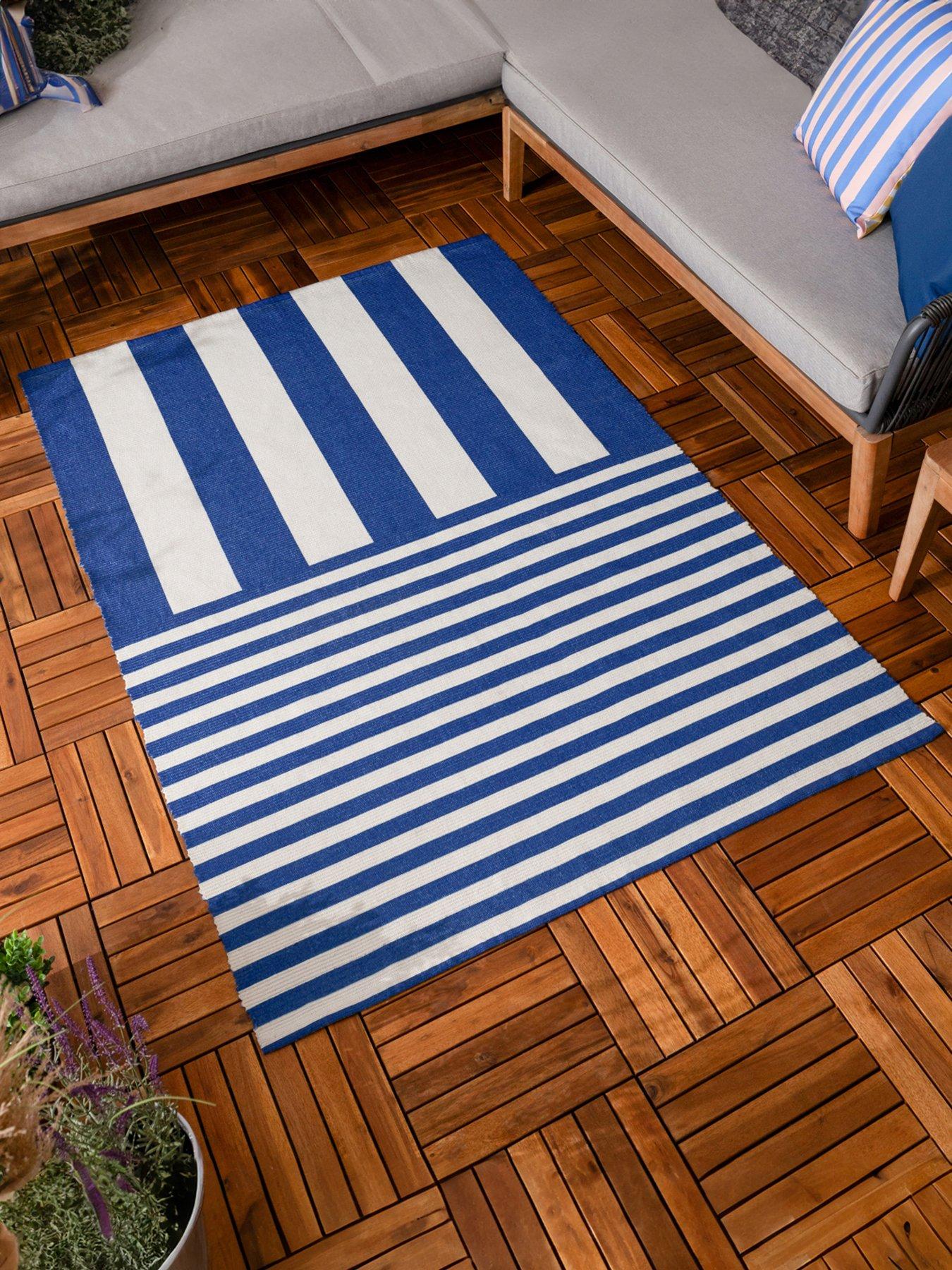 undefined Deck Stripe White/blue Outdoor Rug120x170