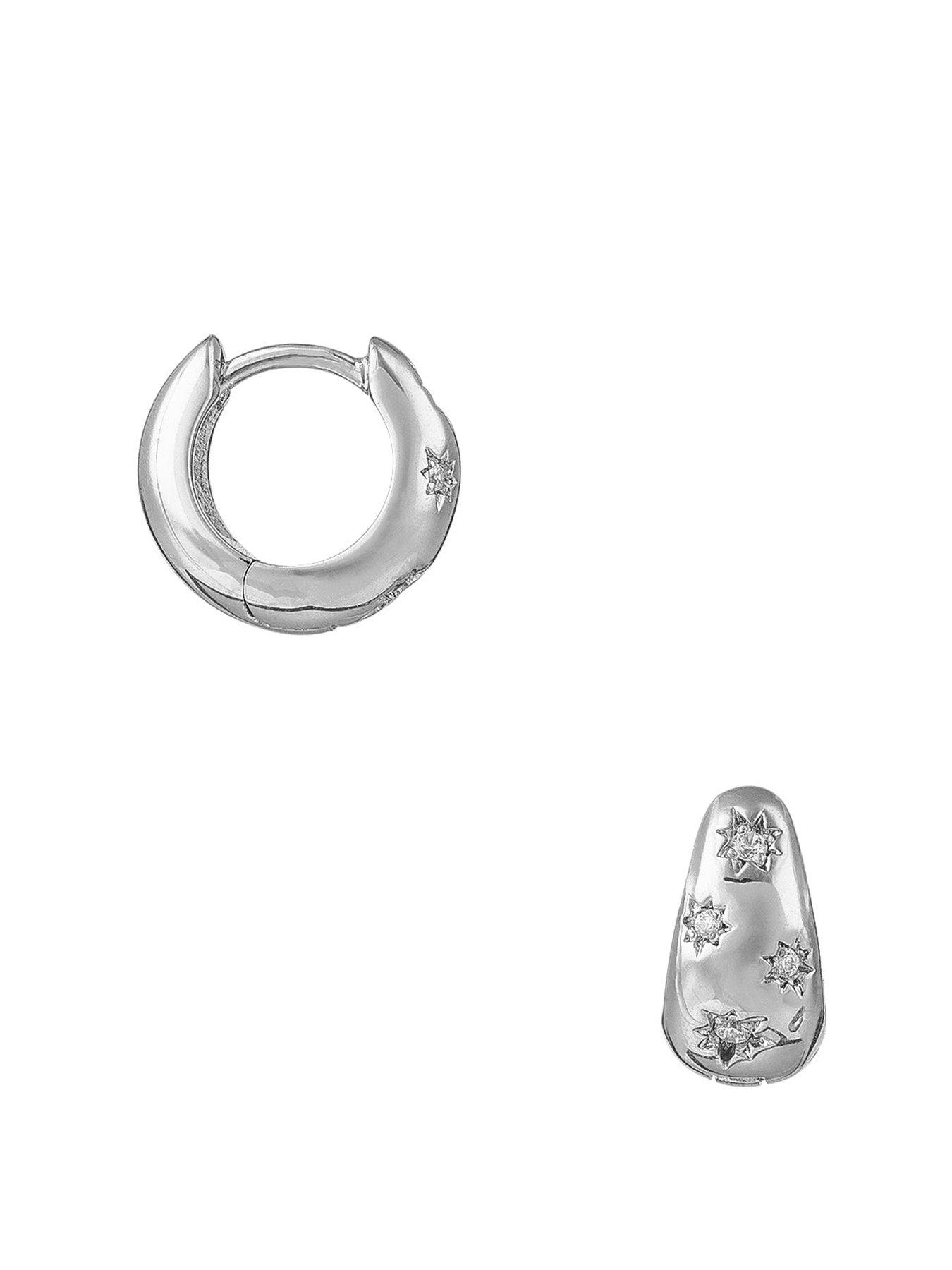 orelia-crystal-engraved-starburst-tapered-huggie-hoop