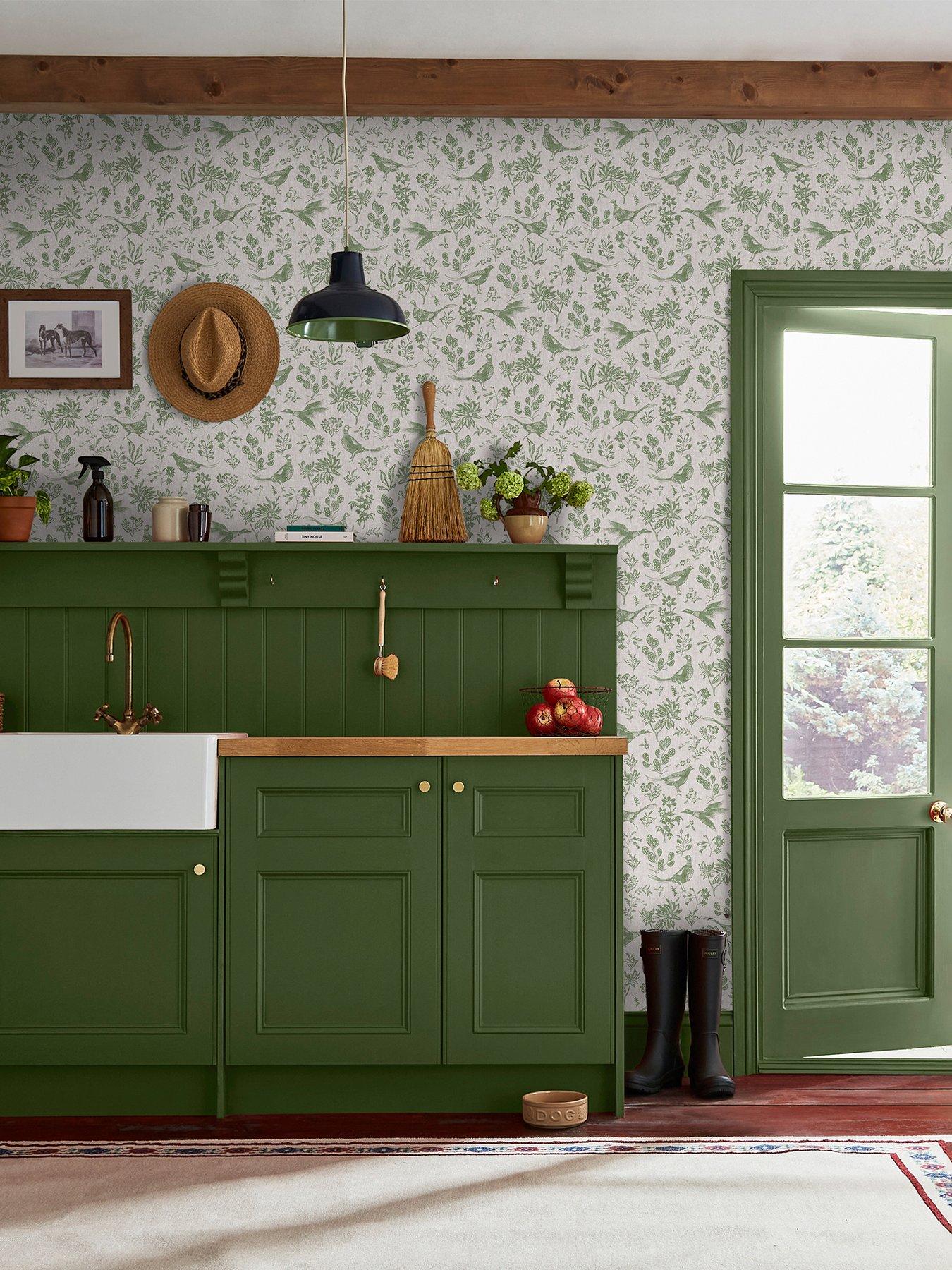 Joules Joules Pheasant Print Linen/green Wallpaper
