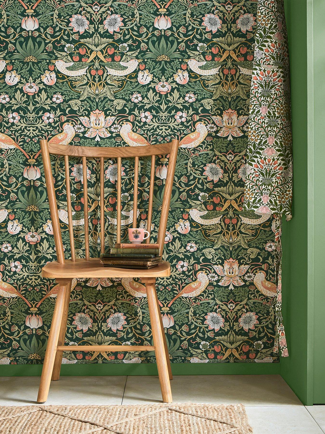 william-morris-at-home-strawberry-thief-wallpaper-in-rich-green