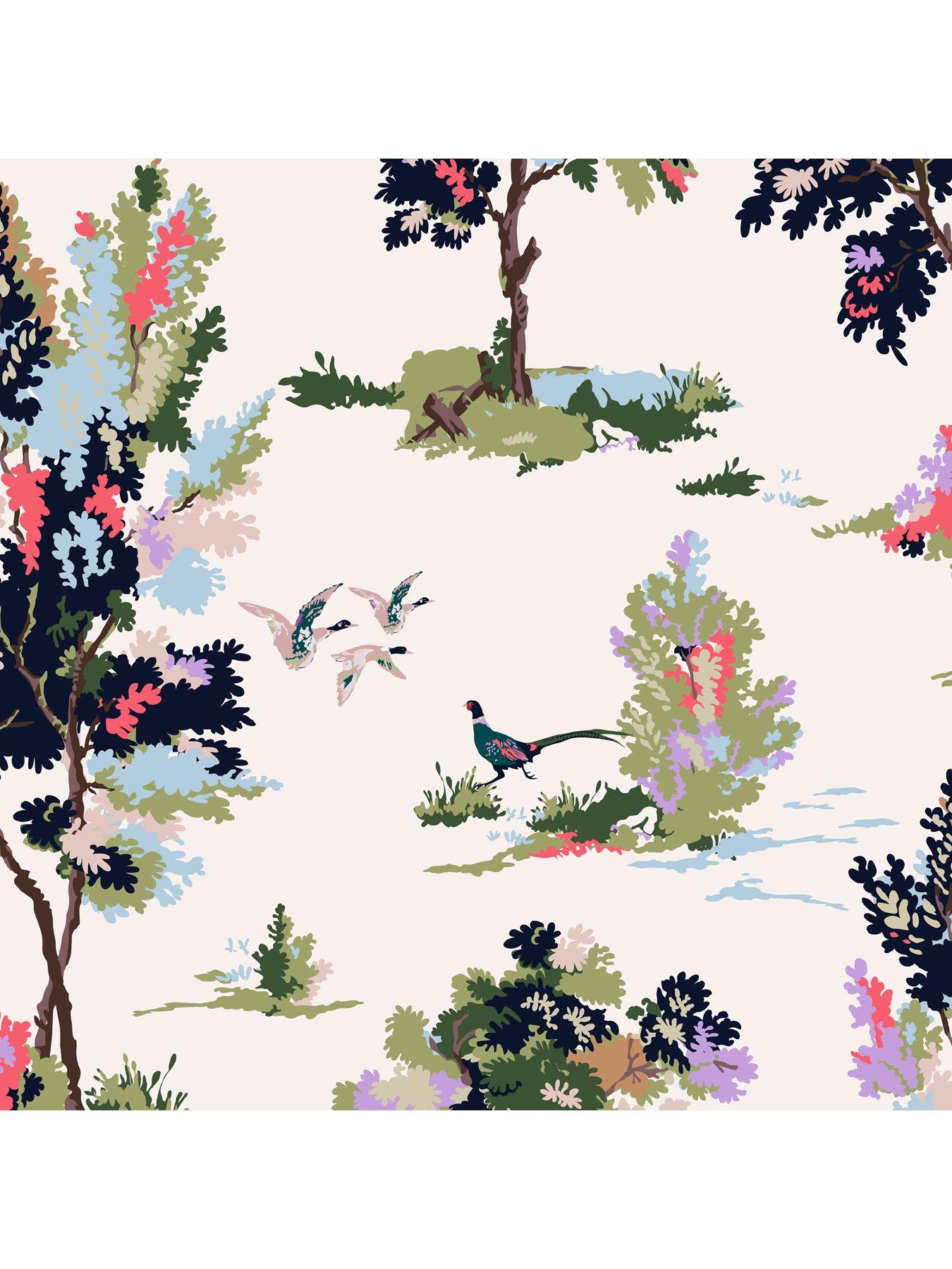 Image 2 of 4 of Joules Joules Woodland Scene Dawn Grey Wallpaper