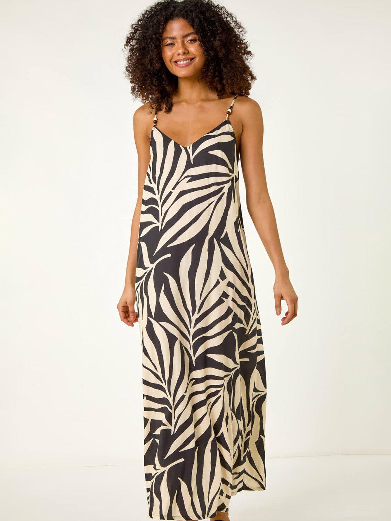 roman-mono-leaf-print-maxi-dress-blackback