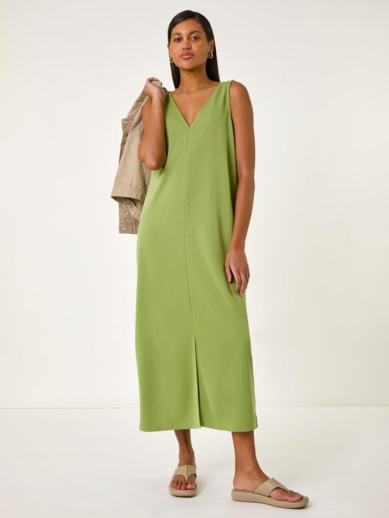 Roman Soft Pique Stretch Midi Dress - Green