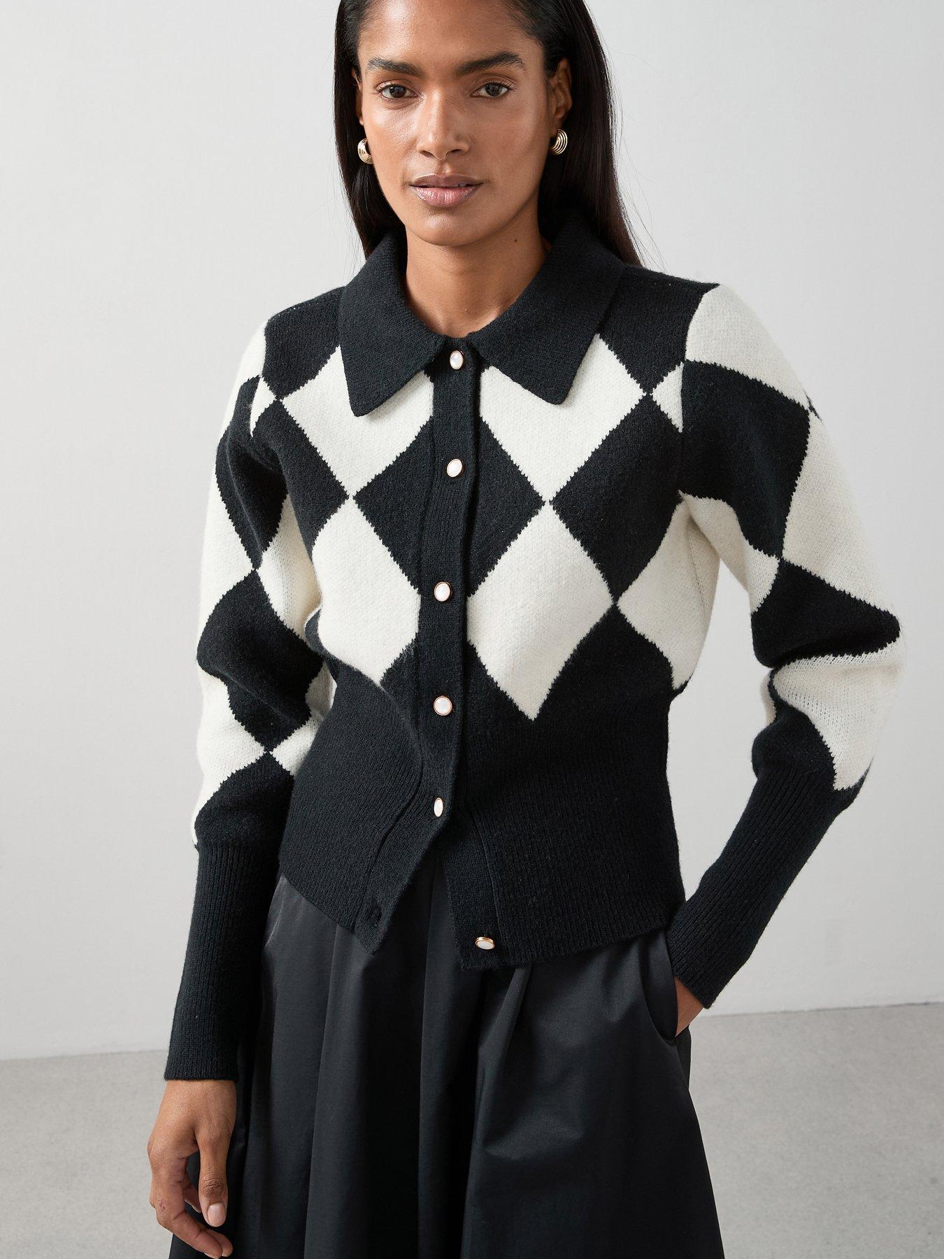 the-very-collection-collared-neck-argyle-cardigan-blackmulti