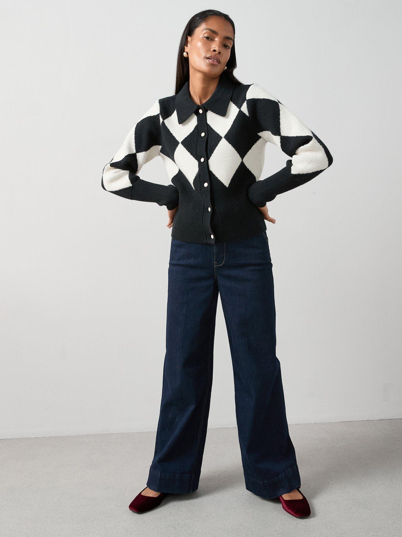 the-very-collection-collared-neck-argyle-cardigan-blackmultiback