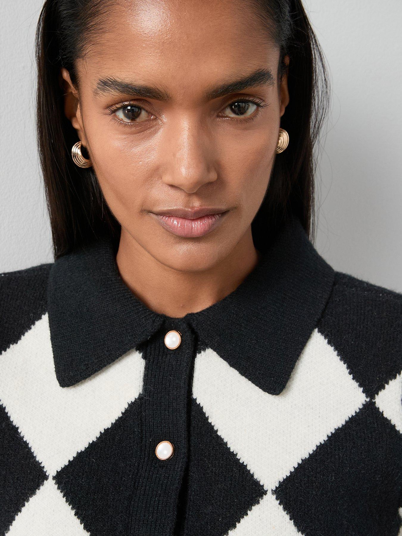the-very-collection-collared-neck-argyle-cardigan-blackmultidetail