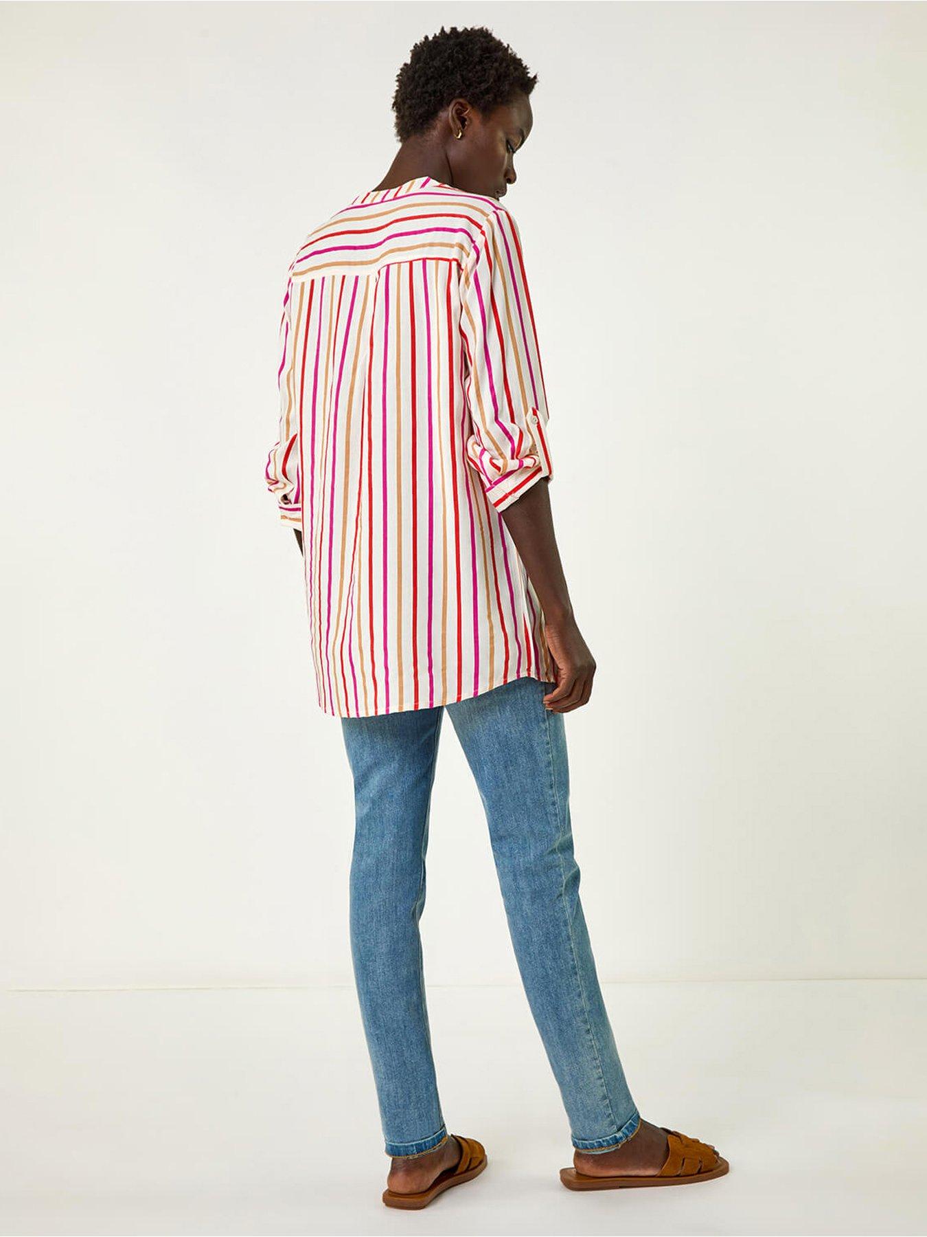 roman-vertical-stripe-pleat-detail-top-pinkstillFront