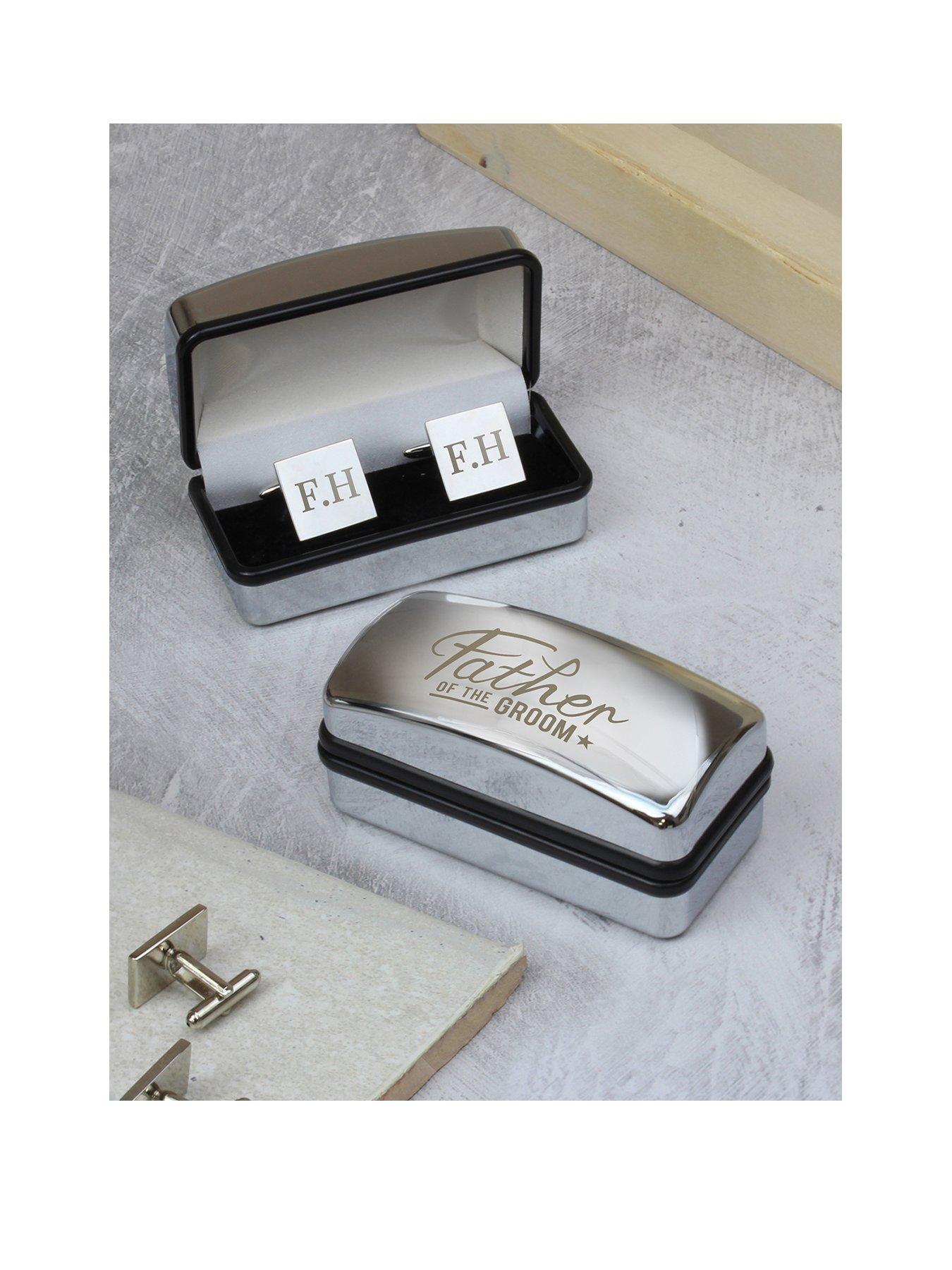 The Personalised Memento Company Personalised Stainless Steel Wedding Cufflinks and Box Set