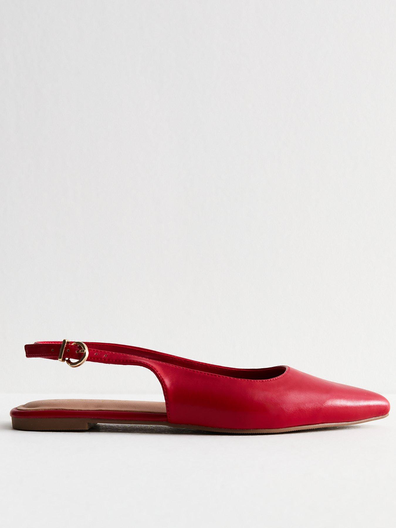 red closed toe slingback flats