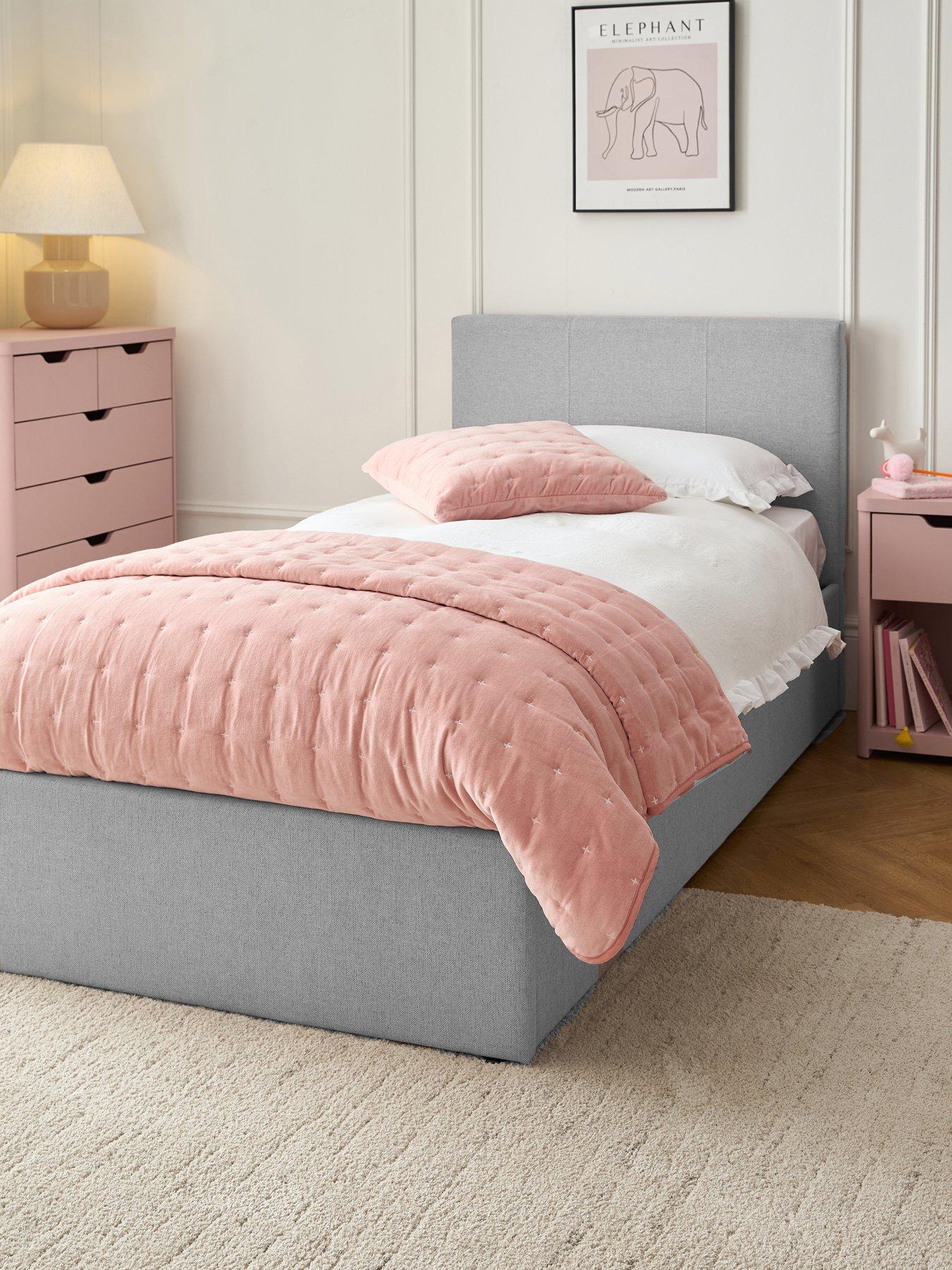 The Very Collection Riley End Lift Up Storage Ottoman Single Bed with Mattress Options (Buy  &  SAVE!) - Light Grey - FSC® Certified