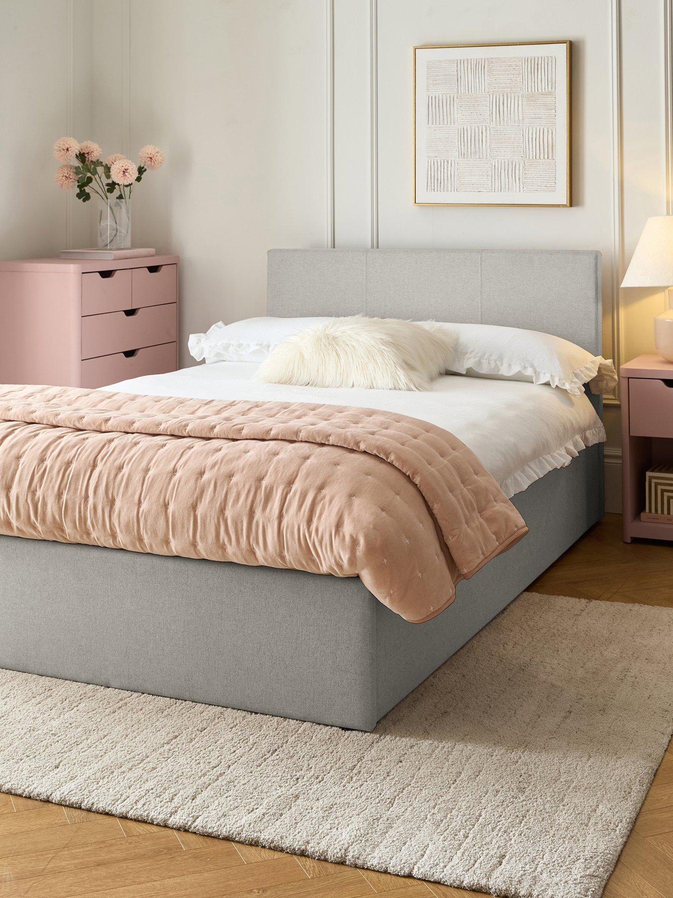 The Very Collection Riley End Lift Up Storage Ottoman Small Double Bed with Mattress Options (Buy  &  SAVE!) - Light Grey - FSC® Certified