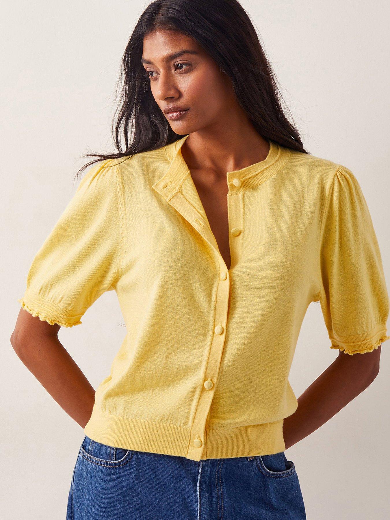 Image 1 of 5 of Monsoon Tegan Button Knit Cardigan - Yellow
