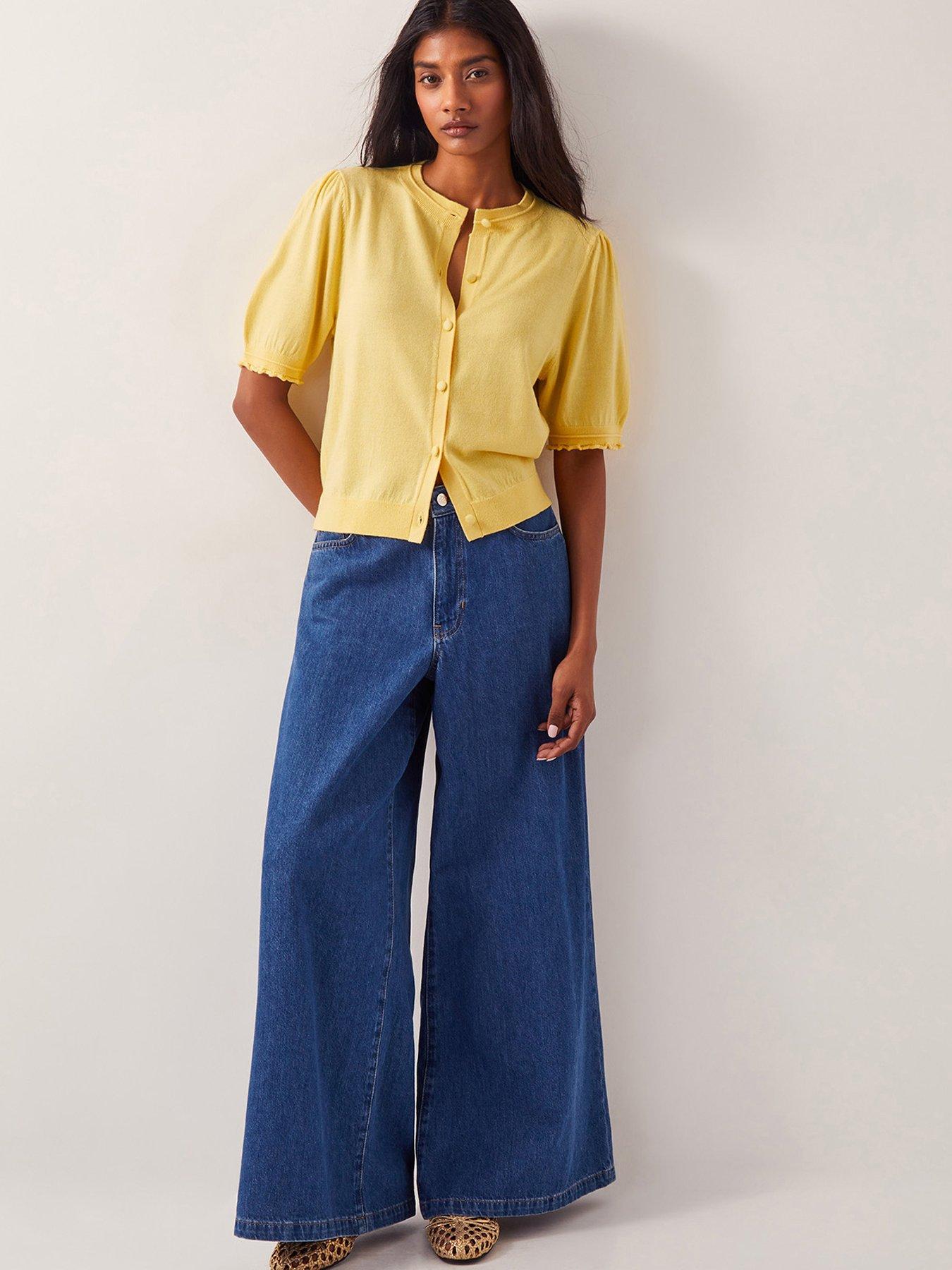Image 4 of 5 of Monsoon Tegan Button Knit Cardigan - Yellow