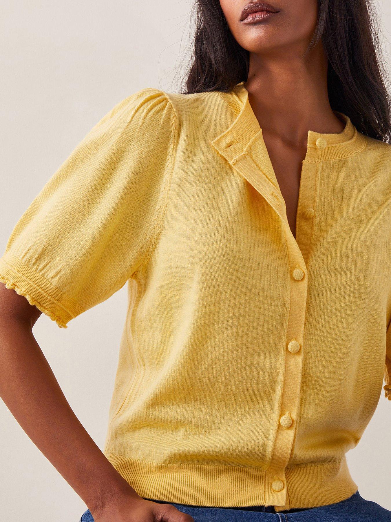 Image 5 of 5 of Monsoon Tegan Button Knit Cardigan - Yellow