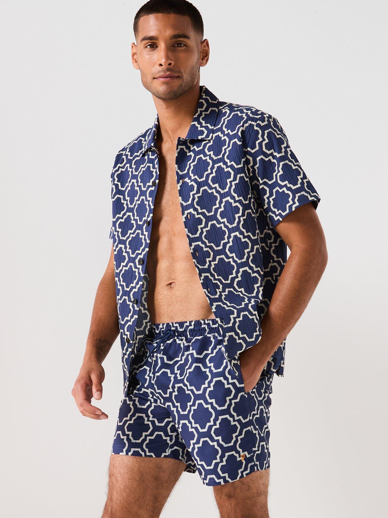 farah-farah-colbert-medieval-print-swim-shorts--blueoutfit