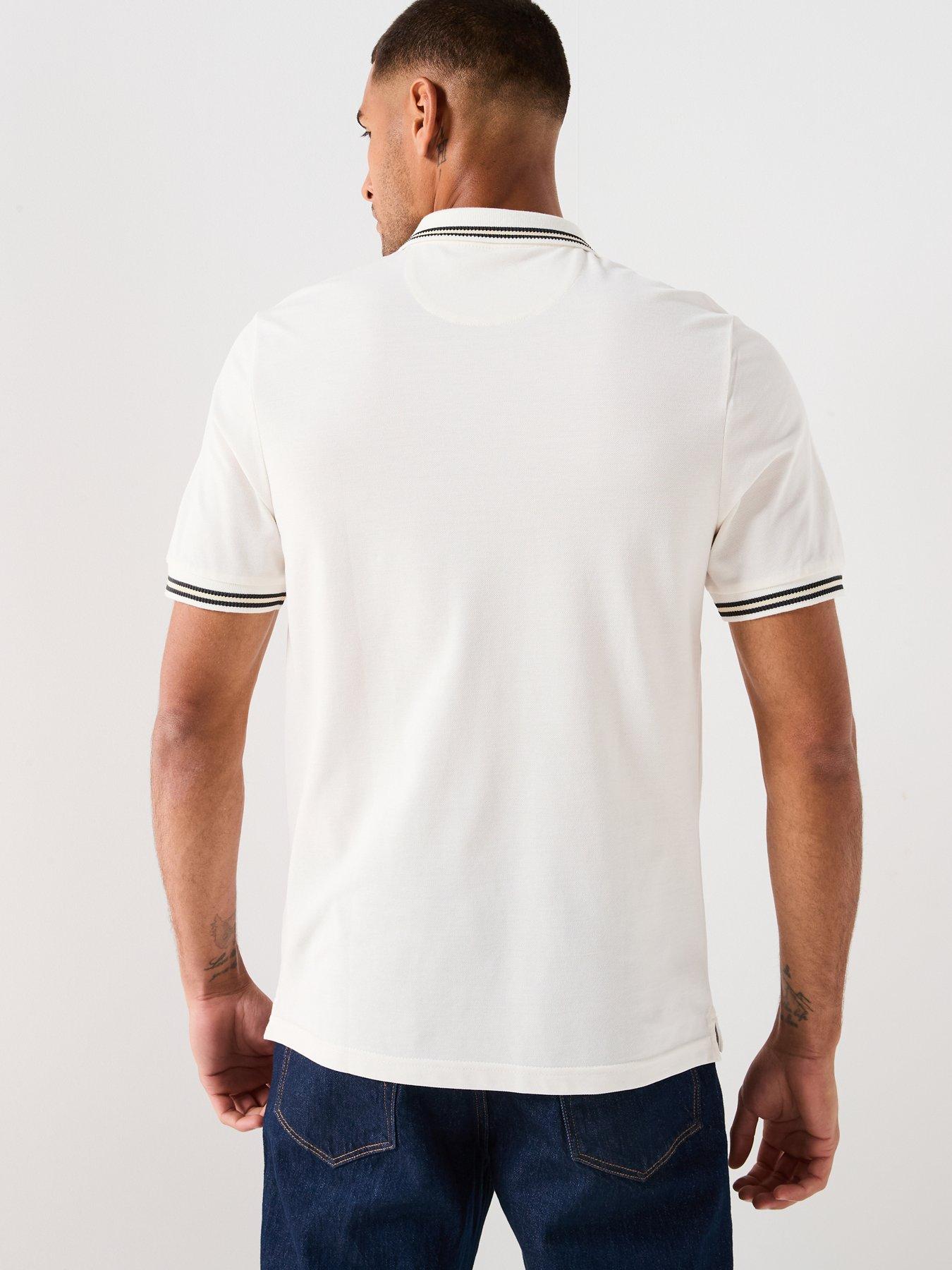 Image 2 of 4 of Farah Netton Zipped Polo Shirt - White