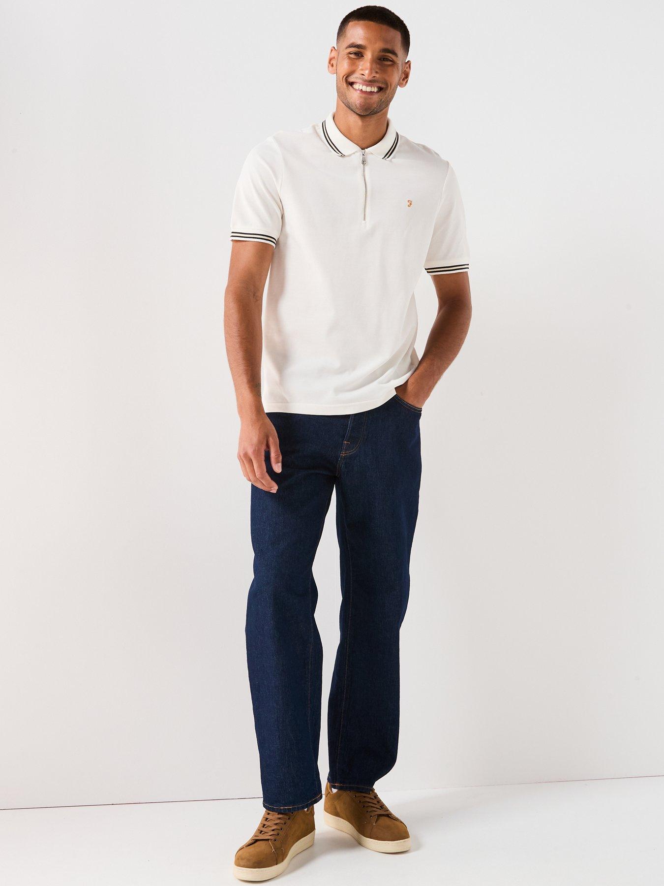 Image 3 of 4 of Farah Netton Zipped Polo Shirt - White