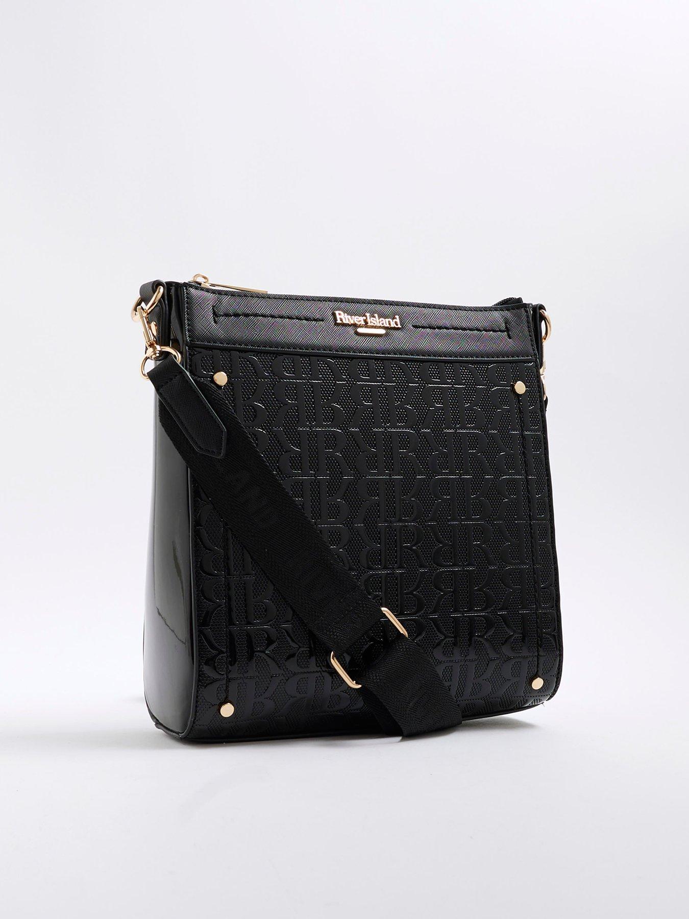 river-island-patent-monogram-messenger-blackback