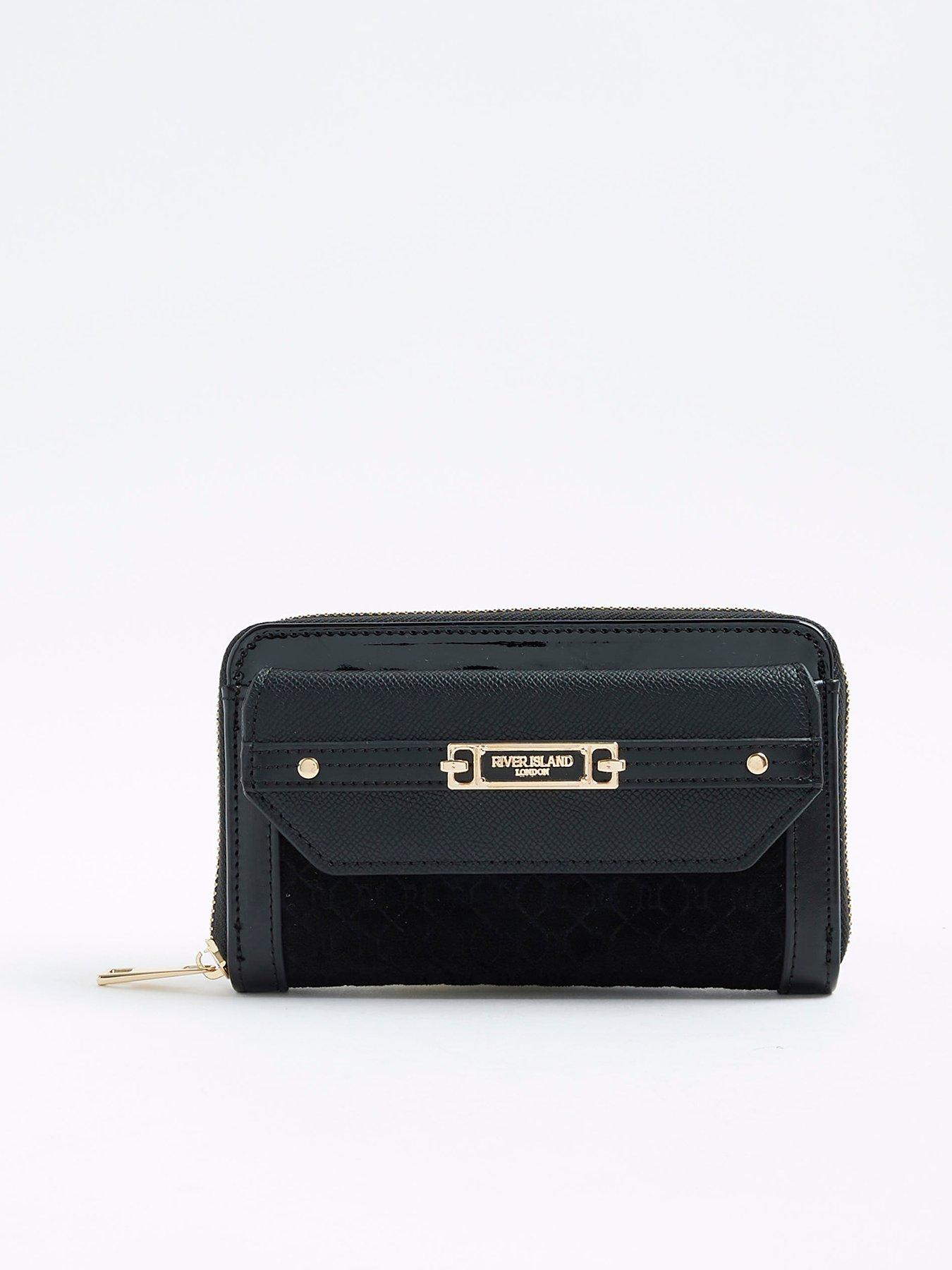 River Island Embossed Envelope Purse - Black