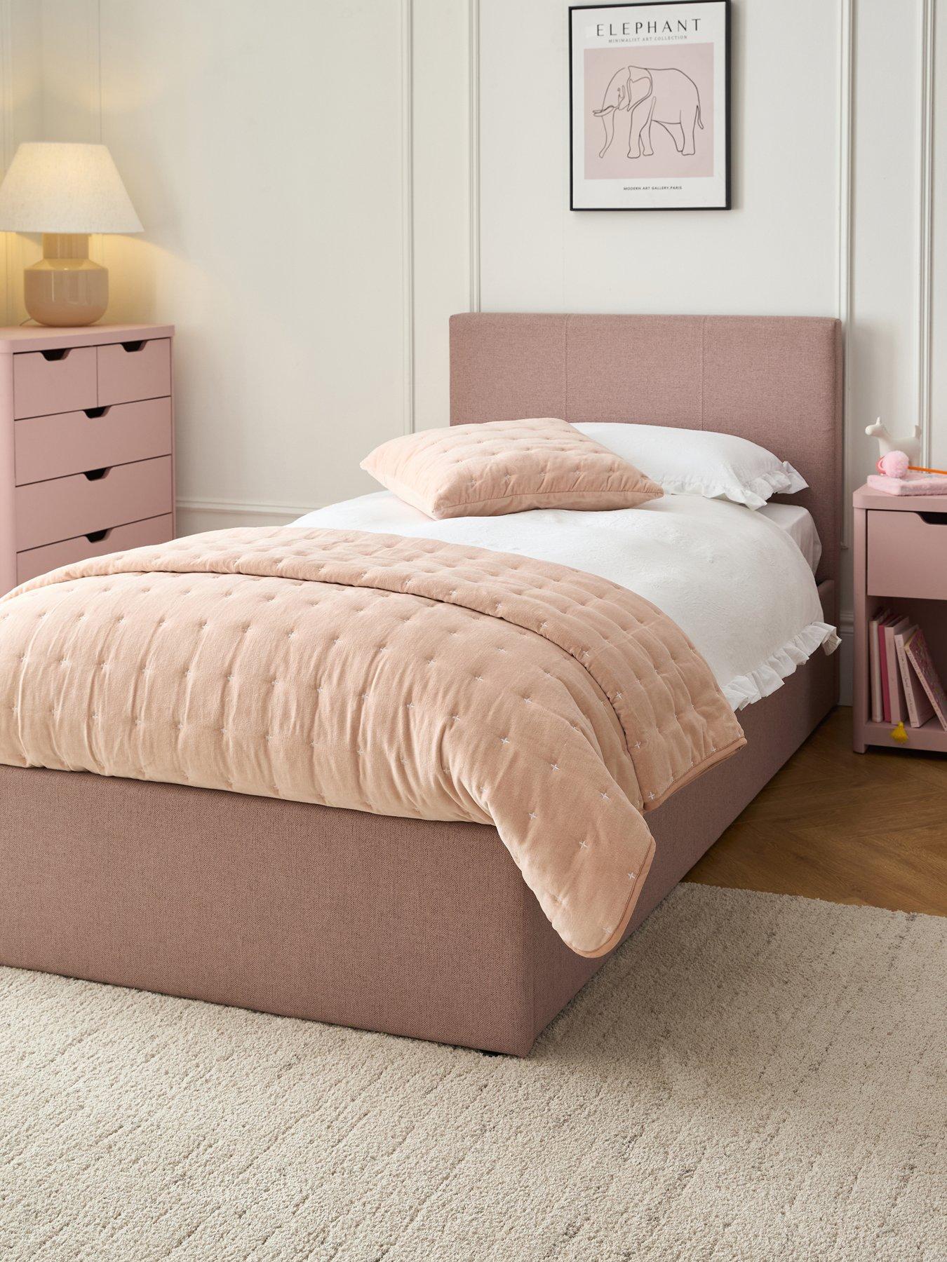 The Very Collection Riley End Lift Up Storage Ottoman Single Bed with Mattress Options (Buy  &  SAVE!) - Antique Rose - FSC® Certified