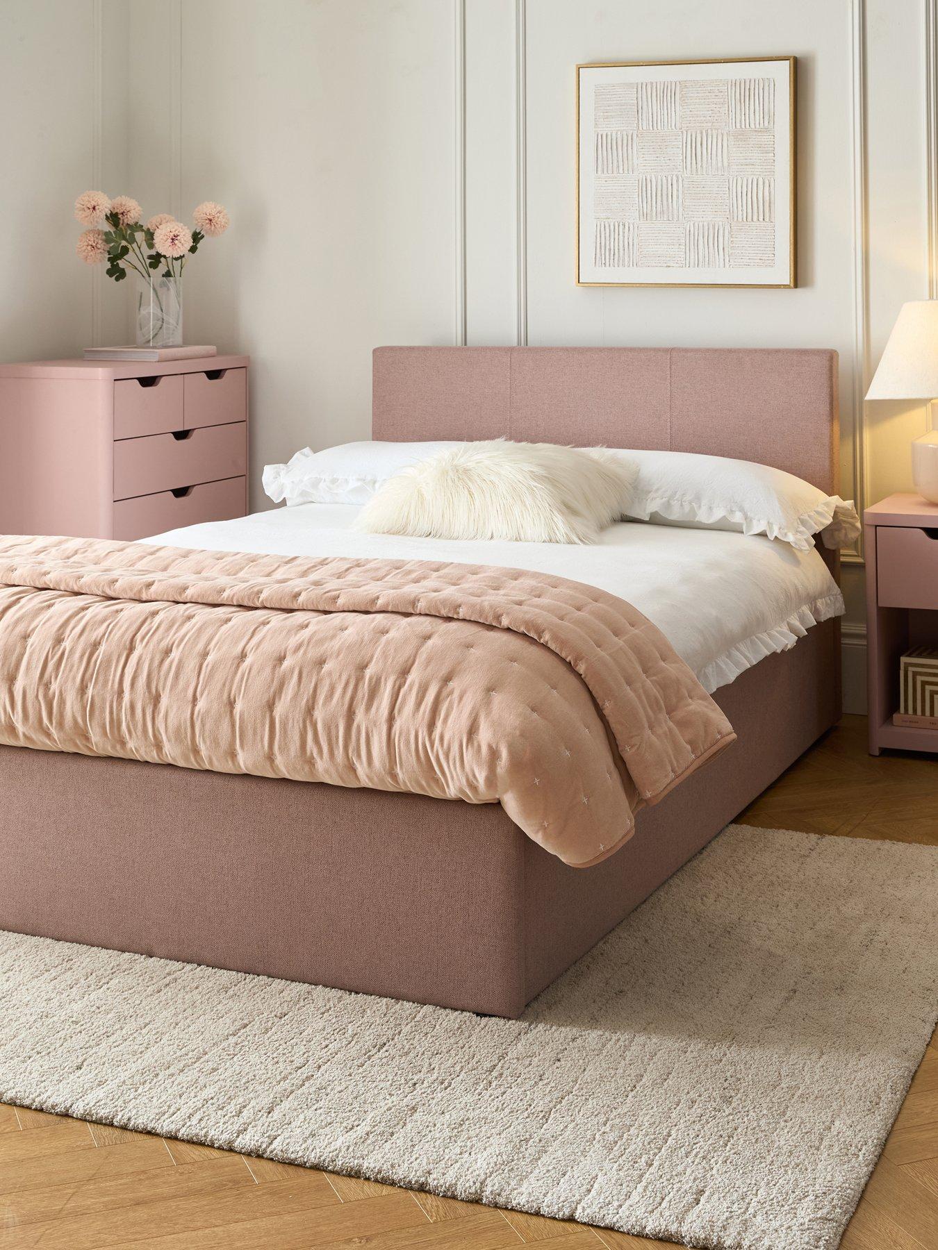The Very Collection Riley End Lift Up Storage Ottoman Small Double Bed with Mattress Options (Buy  &  SAVE!) - Antique Rose - FSC® Certified