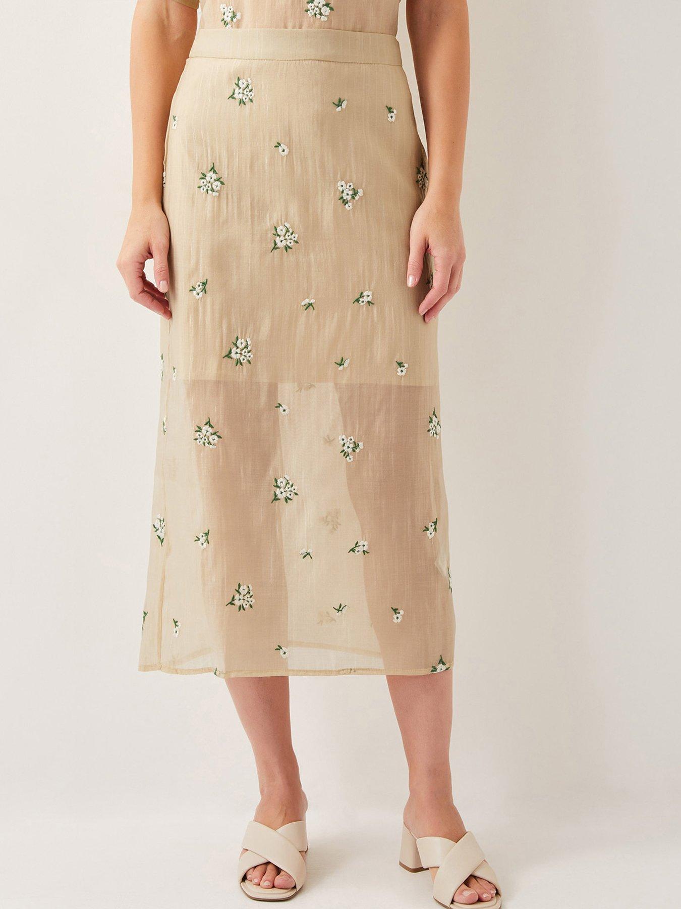undefined Sacha Embroided Skirt - Gold