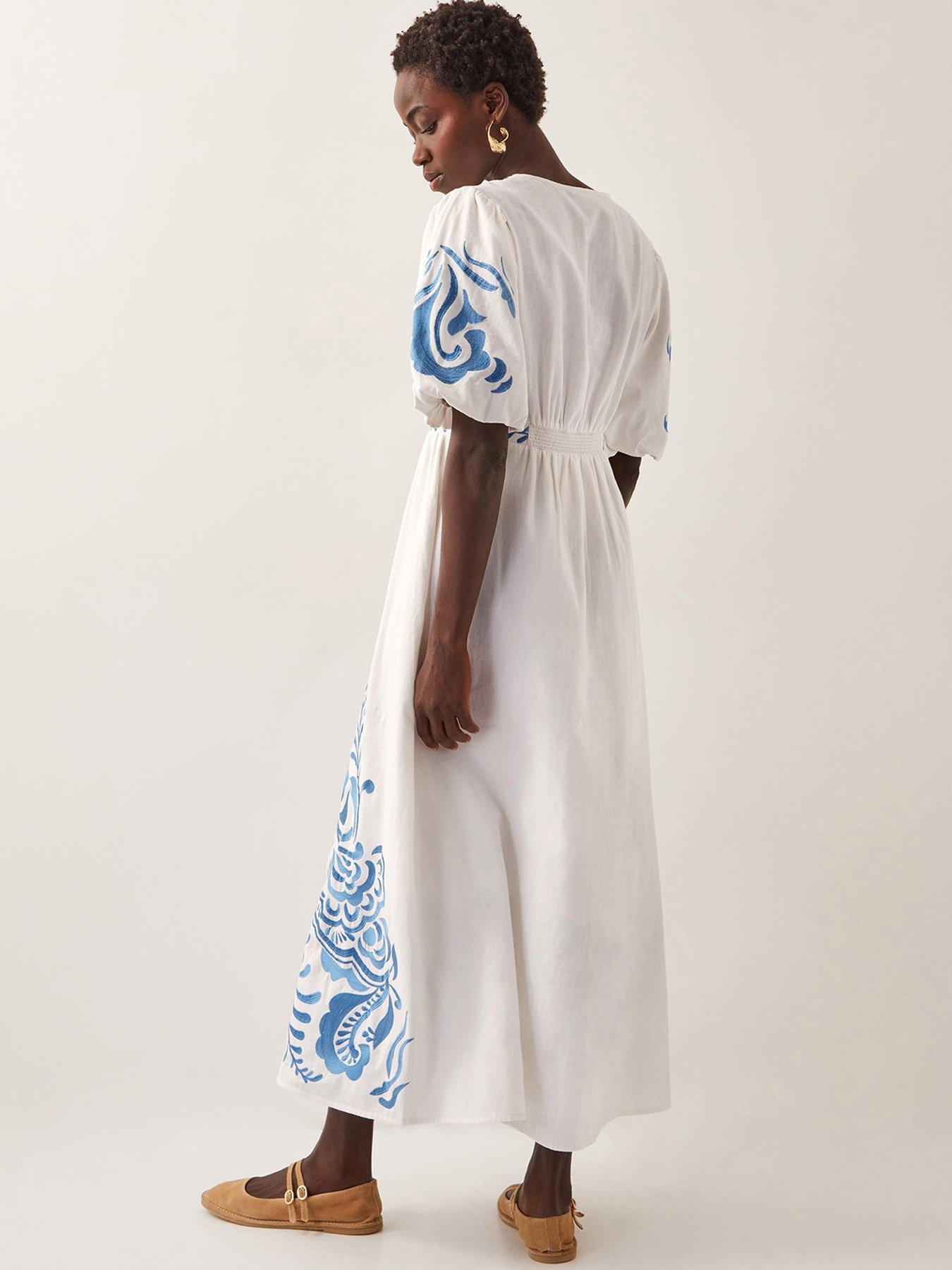Image 2 of 4 of Monsoon Maria Embroided Dress - White