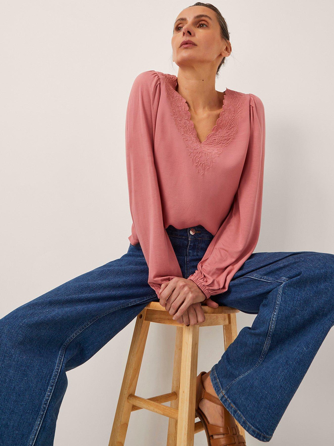 Monsoon Lisa Lace Detail Top - Pink