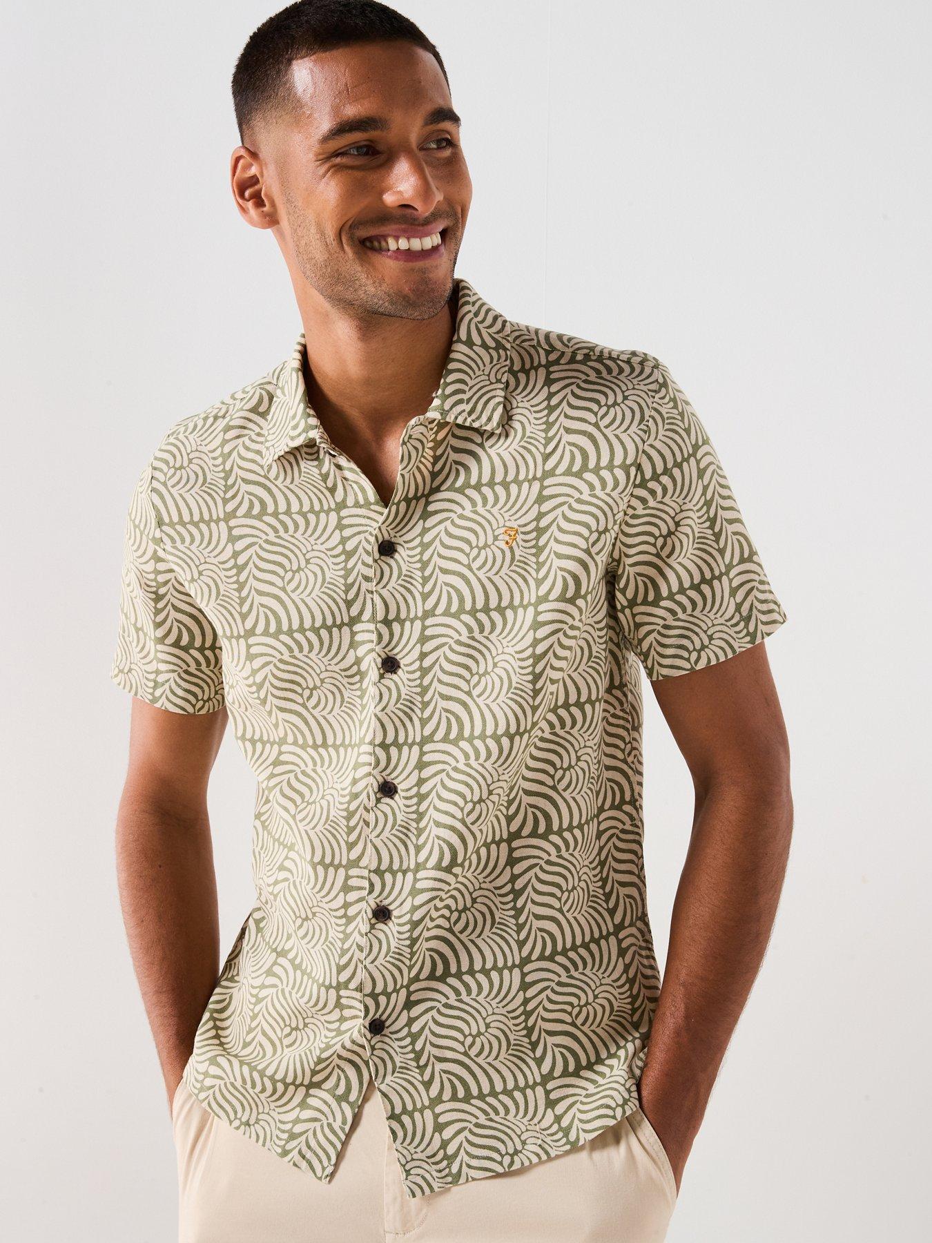 Farah Farah Cadmun Print Short Sleeve Shirt- Green