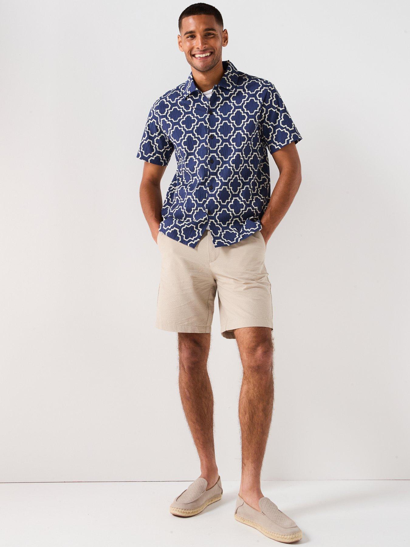 Image 3 of 4 of Farah Farah Astral Print Relaxed Short Sleeve Shirt- Blue