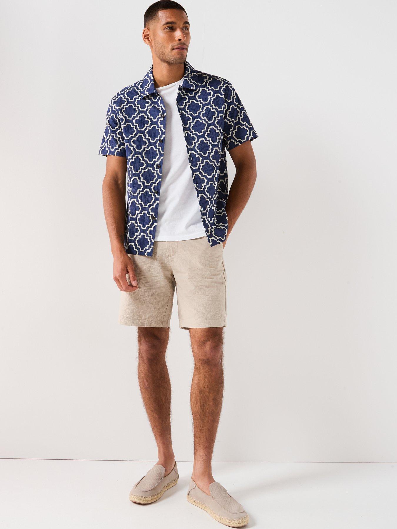 Image 4 of 4 of Farah Farah Astral Print Relaxed Short Sleeve Shirt- Blue