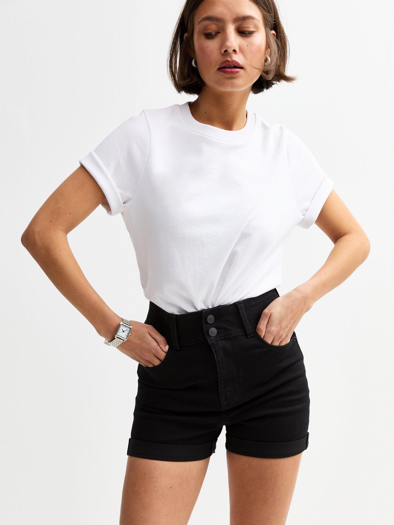 Image of New Look High Waisted Denim Shorts - Black